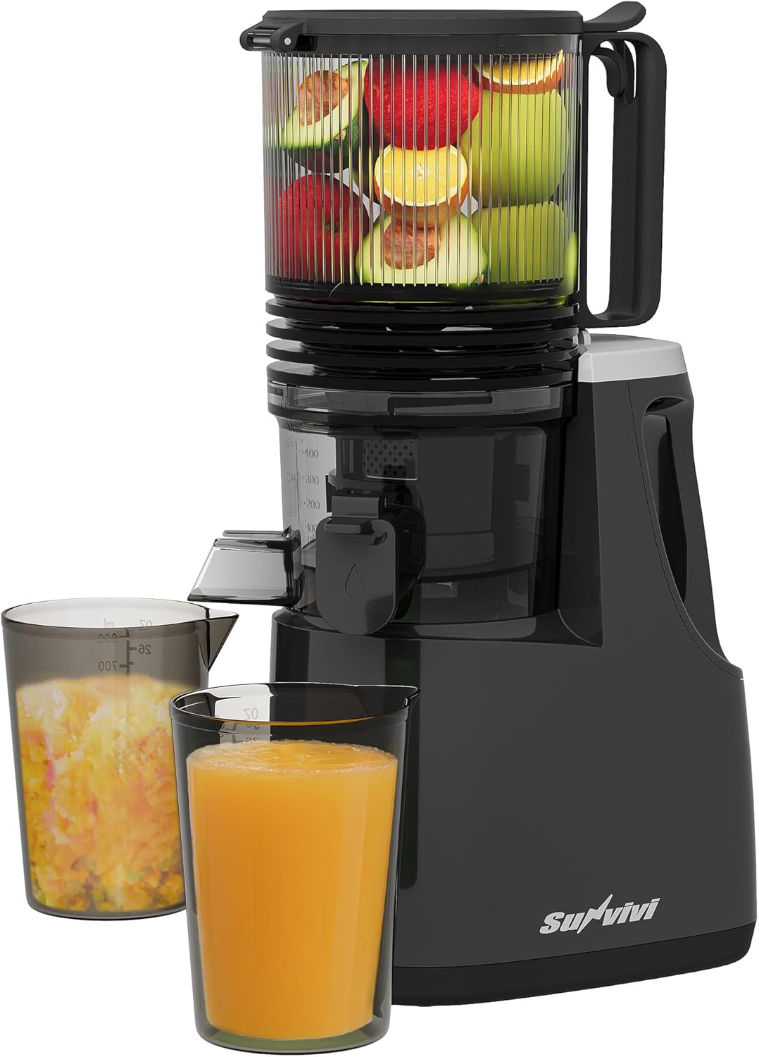 Sunvivi Cold Press Juicer with 5.9″ Wide Feed Chute, 250W Slow Juicer Machines Fit Whole Vegetables & Fruits, Easy to Clean, Dual-Layer Strainer, High Yield Masticating Juicer for Home, Black Sunvivi Cold Press Juicer with 5.9″ Wide Feed Chute, 250W Slow Juicer Machines Fit Whole Vegetables & Fruits, Easy to Clean, Dual-Layer Strainer, High Yield Masticating Juicer for Home, Black