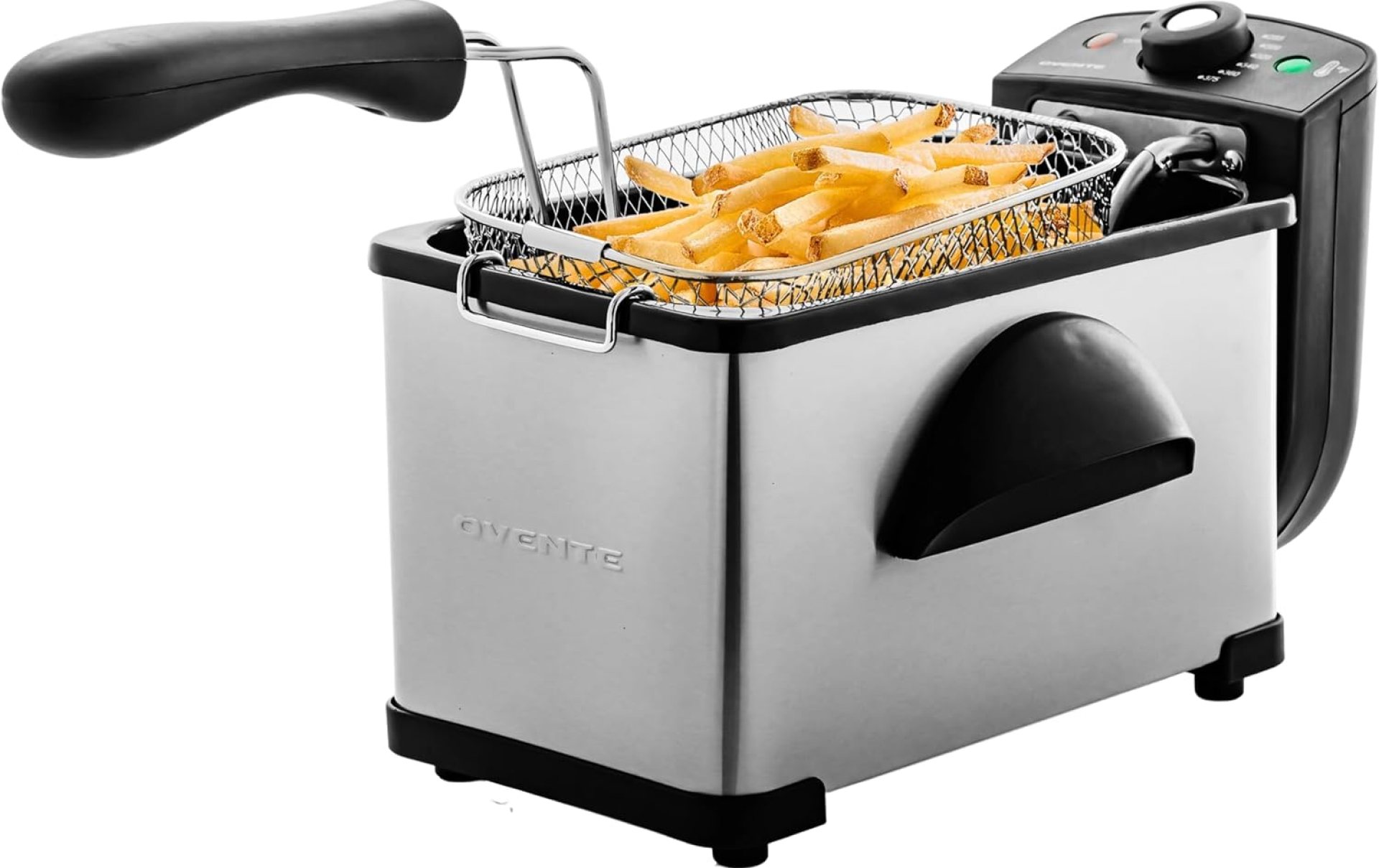 OVENTE Electric Deep Fryer 2 Liter Capacity, 1500 Watt Lid with Viewing Window and Odor Filter, Adjustable Temperature, Removable Frying Basket and Easy to Clean Stainless Steel Body, Silver FDM2201BR OVENTE Electric Deep Fryer 2 Liter Capacity, 1500 Watt Lid with Viewing Window and Odor Filter, Adjustable Temperature, Removable Frying Basket and Easy to Clean Stainless Steel Body, Silver FDM2201BR