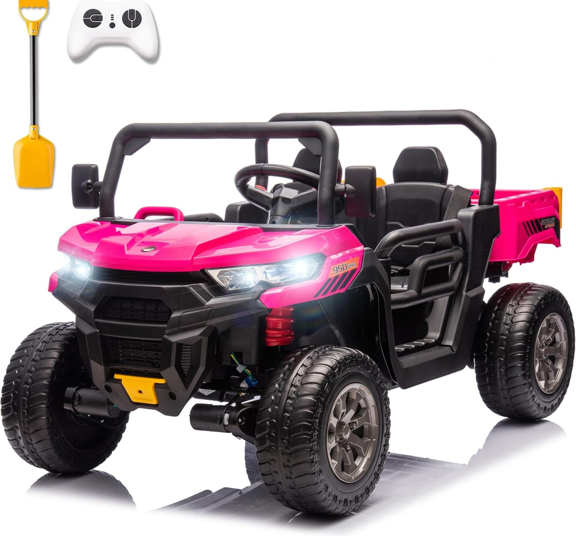 Sopbost 24V Ride On Toys for Big Kids 2 Seater Battery Powered Ride On Dump Truck with 4×75W Motors Side by Side Kids UTV with EVA Tires Wheels, Electric Dump Bed, Shovel, Pink Sopbost 24V Ride On Toys for Big Kids 2 Seater Battery Powered Ride On Dump Truck with 4×75W Motors Side by Side Kids UTV with EVA Tires Wheels, Electric Dump Bed, Shovel, Pink