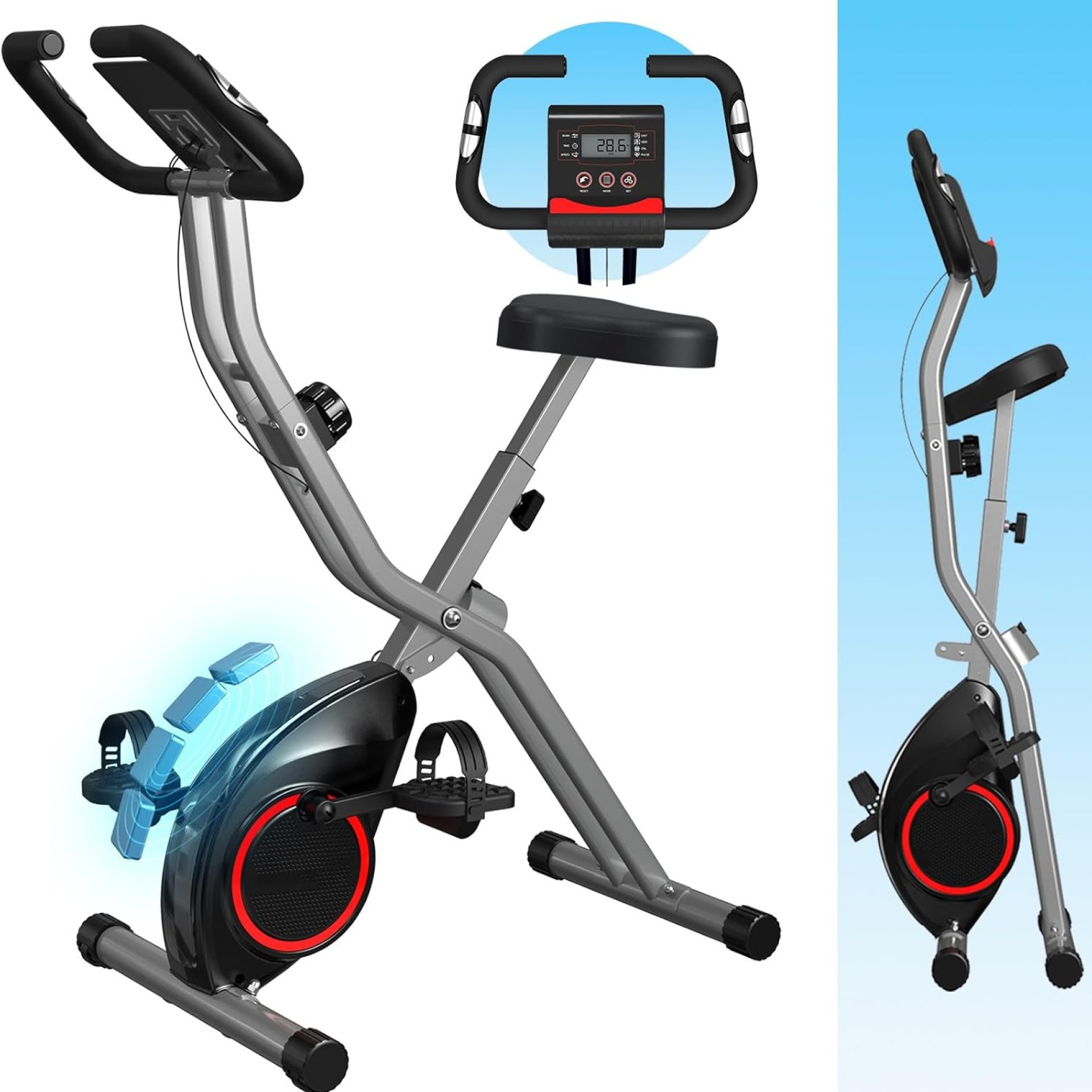 Foldable Exercise Bike for Small Apartments, Stationary Bikes for Home, Indoor Portable Cycling Bike with 16-Level Magnetic Resistance, 260LBS Capacity, 5.5 LBS Flywheel, Designed for Small Space Workout 816 Foldable Exercise Bike for Small Apartments, Stationary Bikes for Home, Indoor Portable Cycling Bike with 16-Level Magnetic Resistance, 260LBS Capacity, 5.5 LBS Flywheel, Designed for Small Space Workout 816