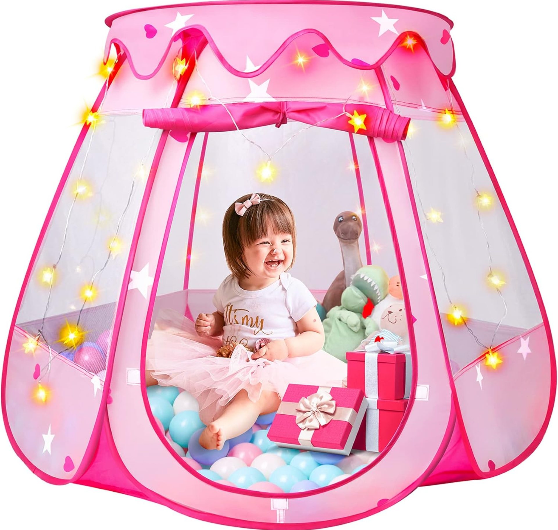 Princess Tent Girls Kids Playhouse Pop Up Play Tent with Star Light Tent for Kids Ball Pit Toys for 1,2,3 Years Girl Birthday Gift for Indoor Outdoor Toddler Girl Gift, Easy to Pop Up and Assemble Princess Tent Girls Kids Playhouse Pop Up Play Tent with Star Light Tent for Kids Ball Pit Toys for 1,2,3 Years Girl Birthday Gift for Indoor Outdoor Toddler Girl Gift, Easy to Pop Up and Assemble
