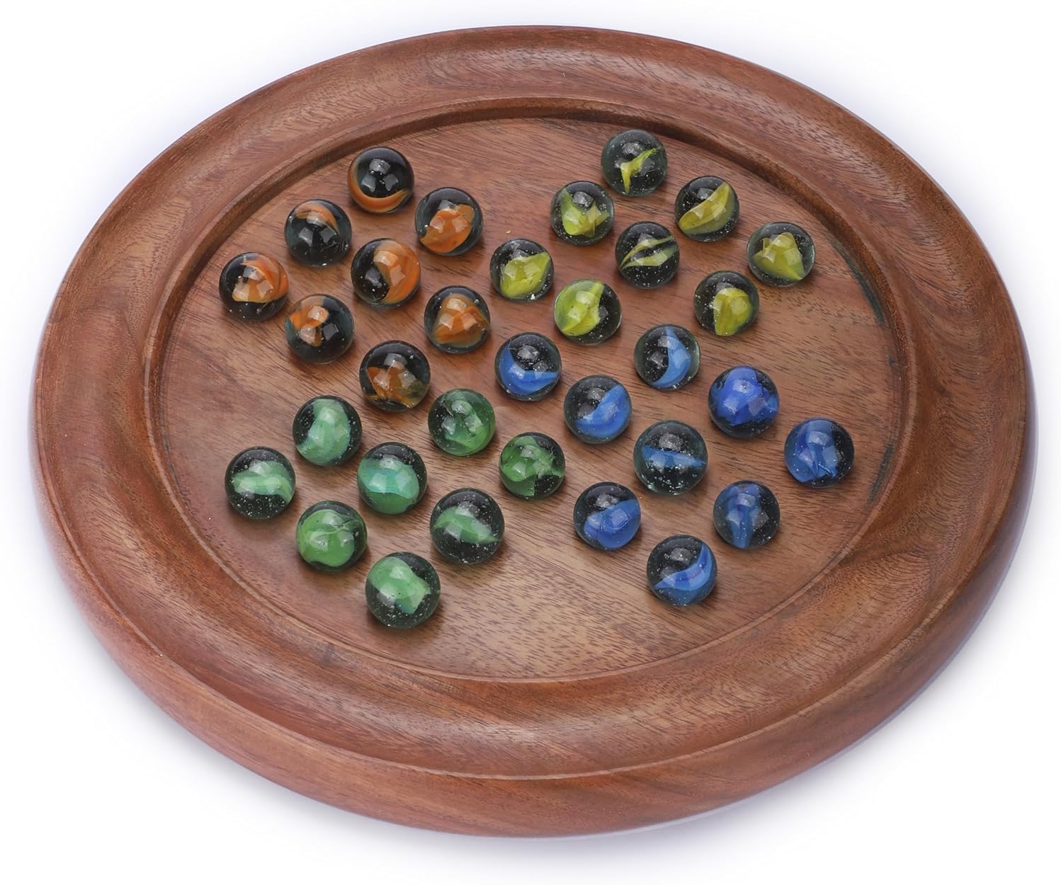 Ajuny Wooden Solitaire Board Game – Handcrafted Round Peg Puzzle with 33 Marbles + 7 Extra, 12×12 Inch Strategy Game for Adults & Kids, Unique Gift & Decor Ajuny Wooden Solitaire Board Game – Handcrafted Round Peg Puzzle with 33 Marbles + 7 Extra, 12×12 Inch Strategy Game for Adults & Kids, Unique Gift & Decor