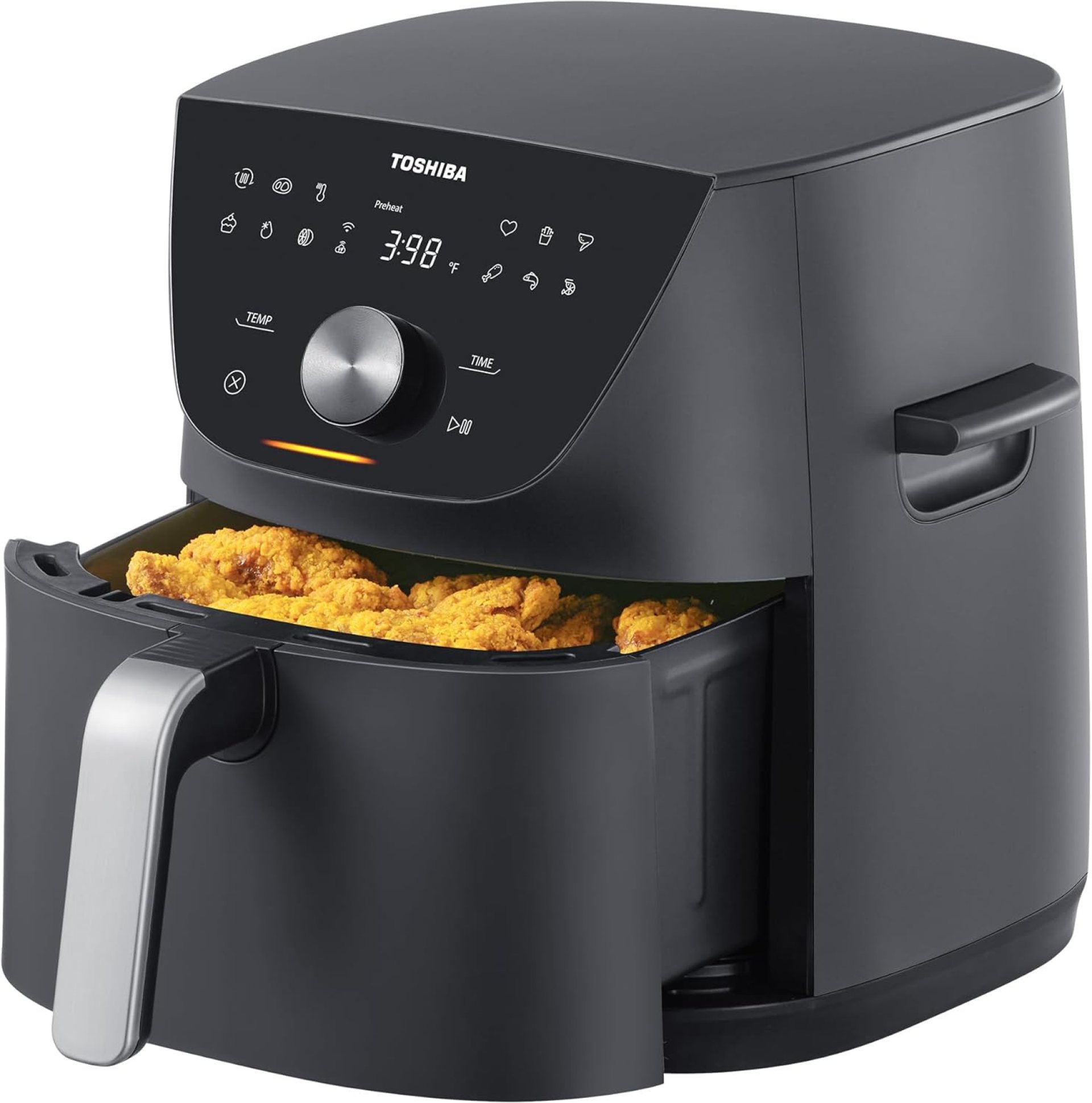 Toshiba 7.7QT Air Fryer, Family-Size for Quick and Easy Meals, 12 Preset Menus and Menu-IQ Function, 1°F Precision, 90% less fat, Double-sided Handles Easy Carrying Toshiba 7.7QT Air Fryer, Family-Size for Quick and Easy Meals, 12 Preset Menus and Menu-IQ Function, 1°F Precision, 90% less fat, Double-sided Handles Easy Carrying