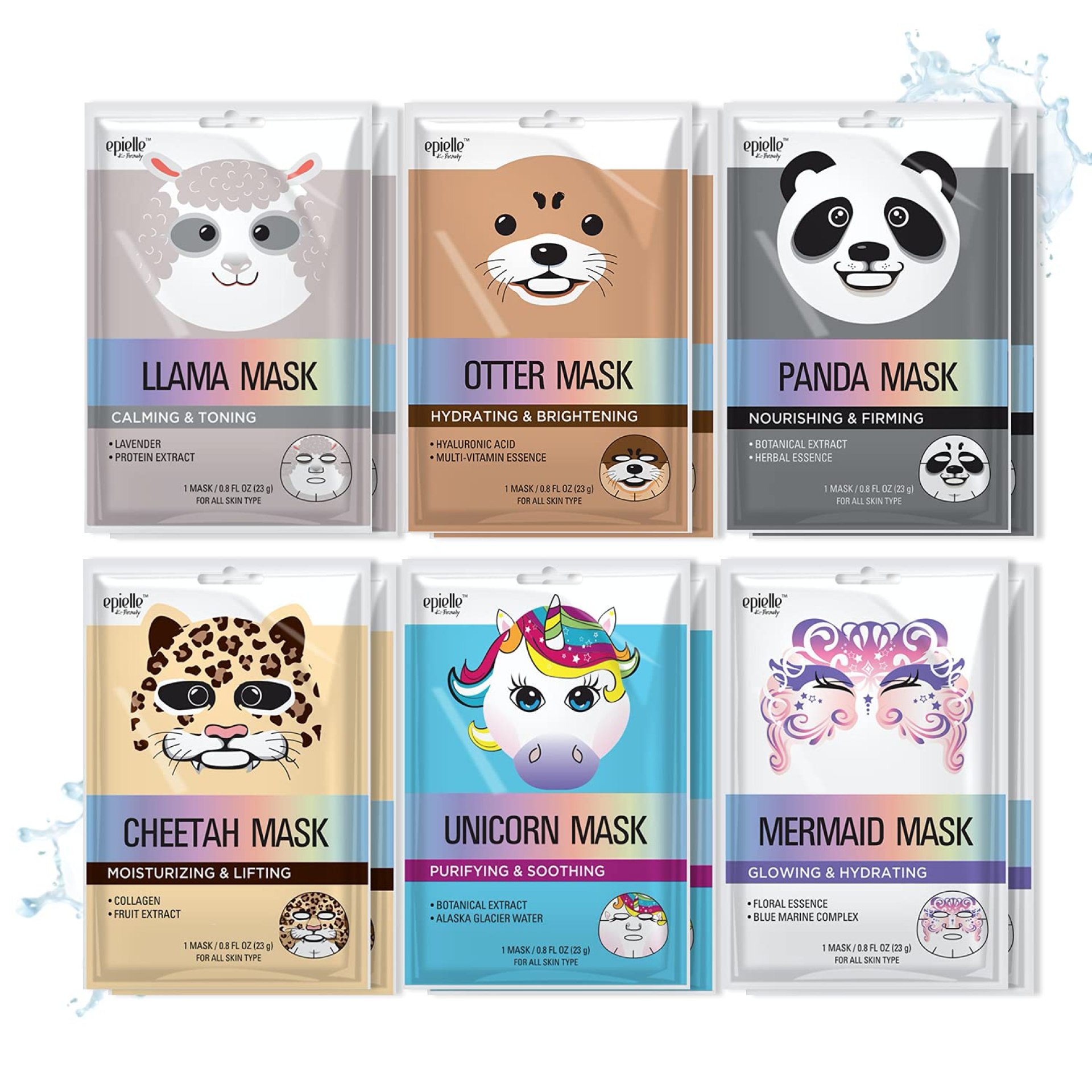 Epielle Animal Character Sheet Masks 12 Pack, Hydrating Face Mask with Hyaluronic Acid & Botanical Extract, Korean Skin Care, Girls Spa Party Favors, Sleepover, Self Care Gifts for Women Epielle Animal Character Sheet Masks 12 Pack, Hydrating Face Mask with Hyaluronic Acid & Botanical Extract, Korean Skin Care, Girls Spa Party Favors, Sleepover, Self Care Gifts for Women