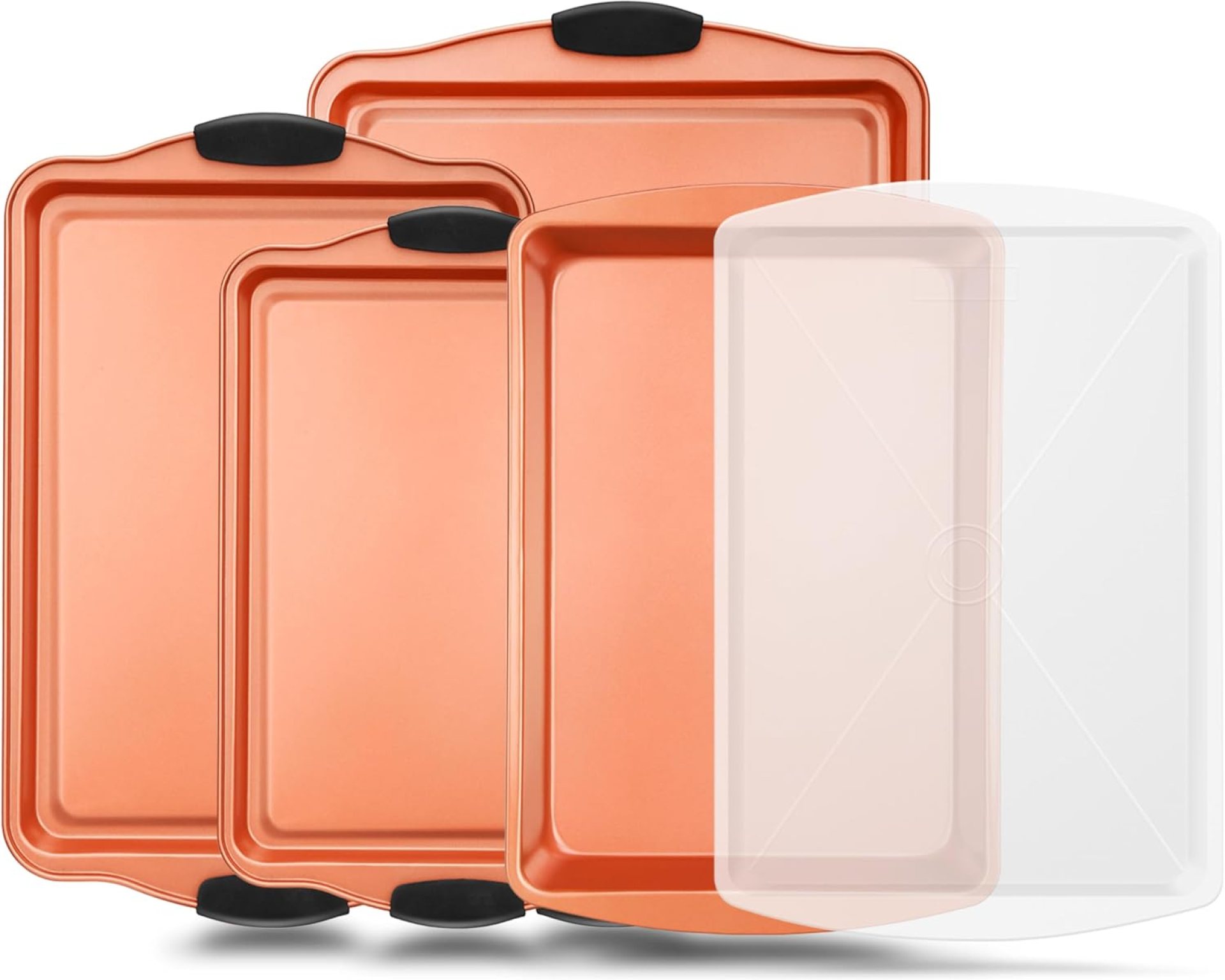 NutriChef 5-Piece Bakeware Set – Premium Non-Stick, Stackable Kitchen Baking Pans with Silicone Handles – Includes 3 Cookie Sheets, Baking Pan & Lid – Perfect for Cakes, Cookies & Brownies NutriChef 5-Piece Bakeware Set – Premium Non-Stick, Stackable Kitchen Baking Pans with Silicone Handles – Includes 3 Cookie Sheets, Baking Pan & Lid – Perfect for Cakes, Cookies & Brownies