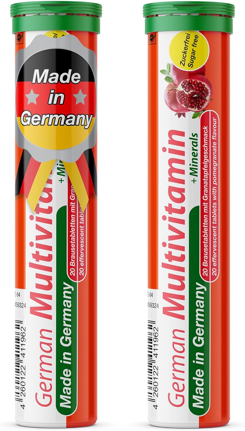 T&D German Multvitamin + Minerals 10 Vitamins 2 Minerals – 40 Vegan Drink Effervescent Tablets – Pomegranate Flavor – Made in Germany T&D German Multvitamin + Minerals 10 Vitamins 2 Minerals – 40 Vegan Drink Effervescent Tablets – Pomegranate Flavor – Made in Germany