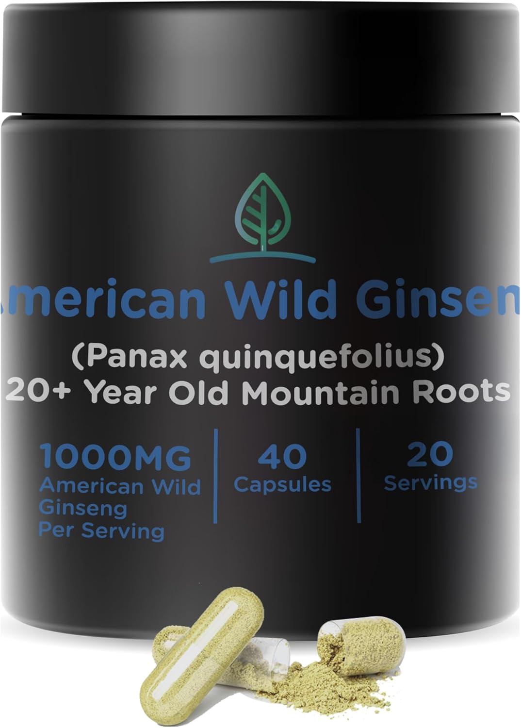Holistic Bin Wild American Ginseng Capsules Pure Organic Ginseng Supplement Made with Wild Harvested 20+ Year Old Roots from Appalachia (Panax Quinquefolius) | No Fillers (40 Capsules) Holistic Bin Wild American Ginseng Capsules Pure Organic Ginseng Supplement Made with Wild Harvested 20+ Year Old Roots from Appalachia (Panax Quinquefolius) | No Fillers (40 Capsules)