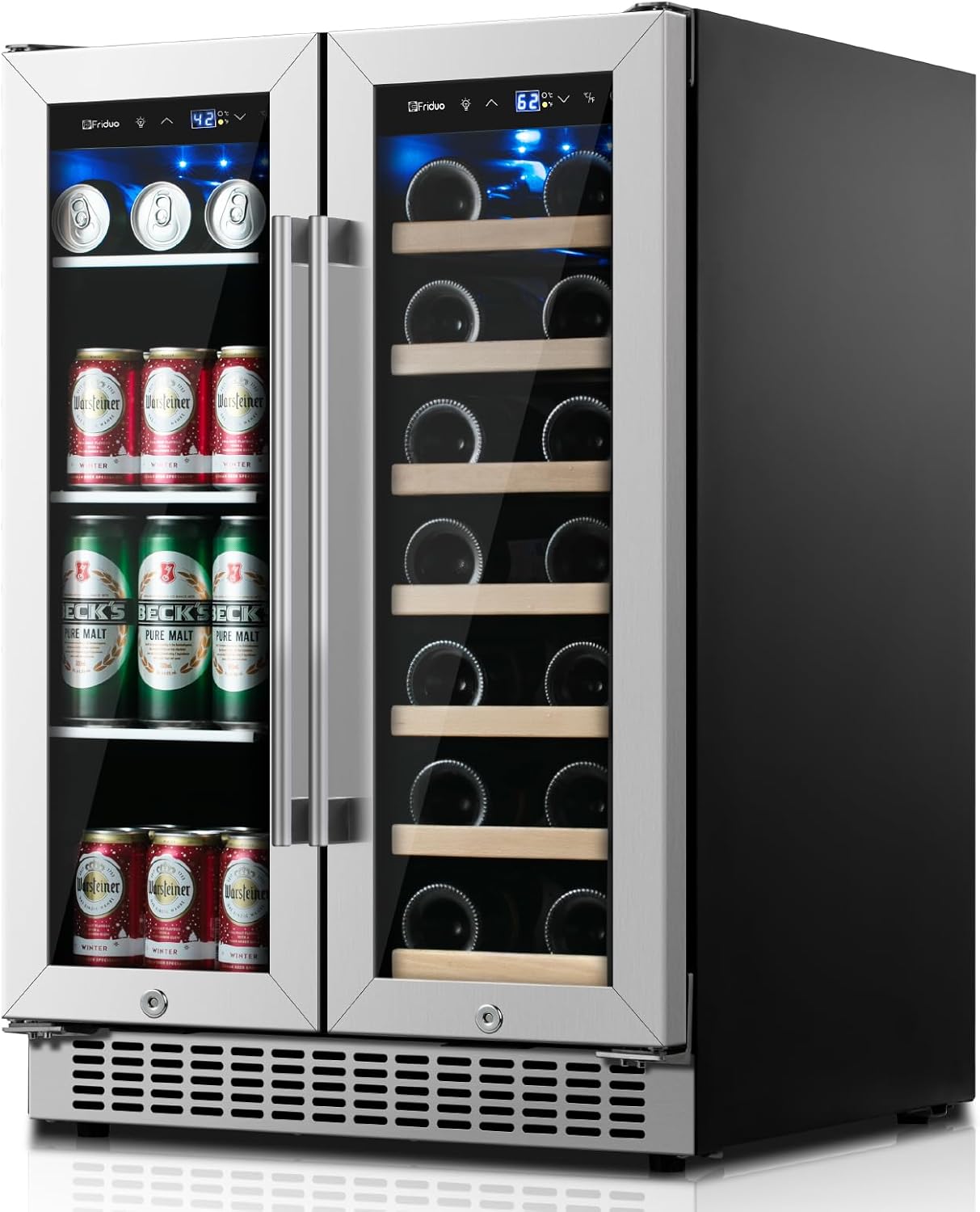 Dual Zone 24 inch Wine and Beverage Refrigerator,20 Bottles and 88 Cans Wine Cooler Refrigerator with Glass Door,Upgraded Beverage Fridge Under Counter or Freestanding for Beer Soda Bar Dual Zone 24 inch Wine and Beverage Refrigerator,20 Bottles and 88 Cans Wine Cooler Refrigerator with Glass Door,Upgraded Beverage Fridge Under Counter or Freestanding for Beer Soda Bar