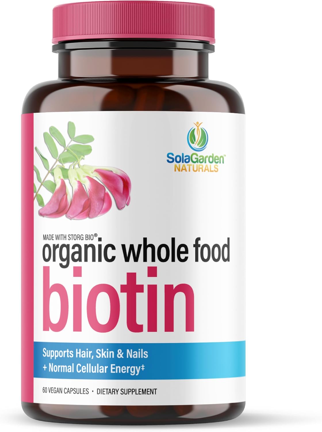 Whole Food Biotin Supplement – Contains Certified Organic Plant Based Biotin from Sesbania Agati Trees – by SolaGarden Naturals. May Support Hair, Skin and Nails. 60 Non GMO Veggie Capsules. Whole Food Biotin Supplement – Contains Certified Organic Plant Based Biotin from Sesbania Agati Trees – by SolaGarden Naturals. May Support Hair, Skin and Nails. 60 Non GMO Veggie Capsules.