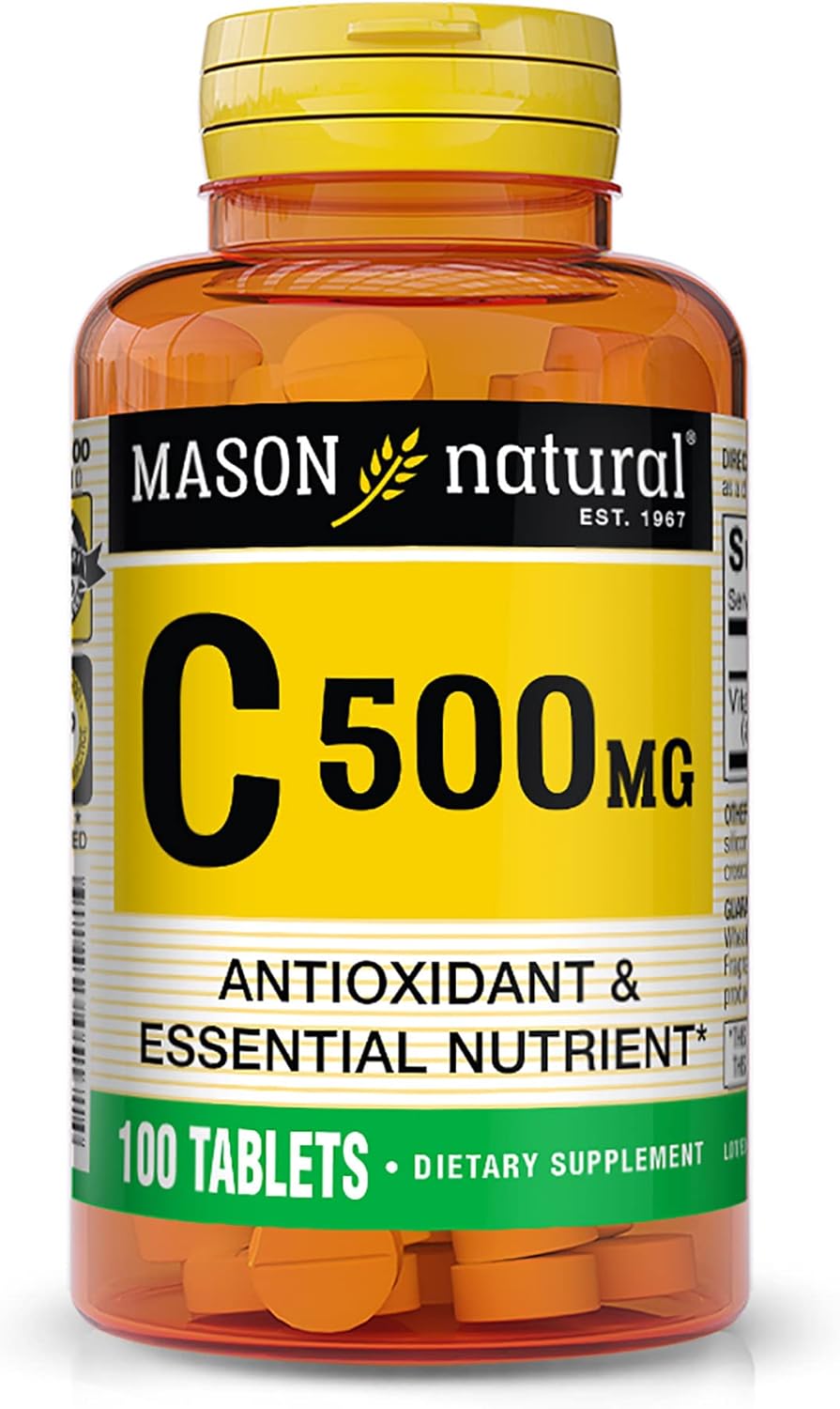 Mason Natural Vitamin C 500 mg, Immune Support & Antioxidant Supplement, Promotes Collagen Production & Cell Protection, 100 Tablets Mason Natural Vitamin C 500 mg, Immune Support & Antioxidant Supplement, Promotes Collagen Production & Cell Protection, 100 Tablets