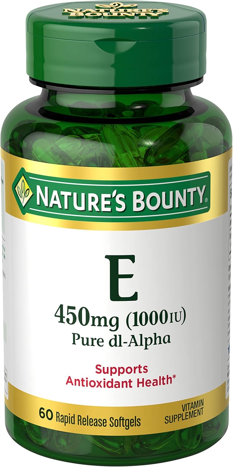 Nature’s Bounty Vitamin E 1000 IU Softgels, Supports Antioxidant Health & Immune System, 1 Pack, 60 Softgels Nature’s Bounty Vitamin E 1000 IU Softgels, Supports Antioxidant Health & Immune System, 1 Pack, 60 Softgels