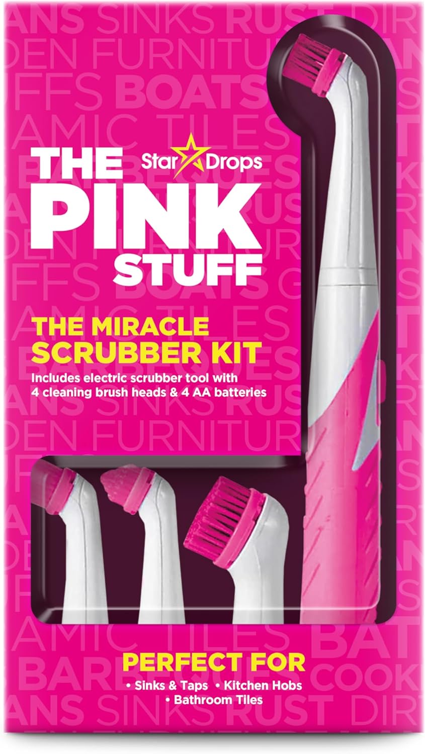 Stardrops – The Pink Stuff – The Miracle Scrubber Kit – 4 Cleaning Brush Heads Stardrops – The Pink Stuff – The Miracle Scrubber Kit – 4 Cleaning Brush Heads