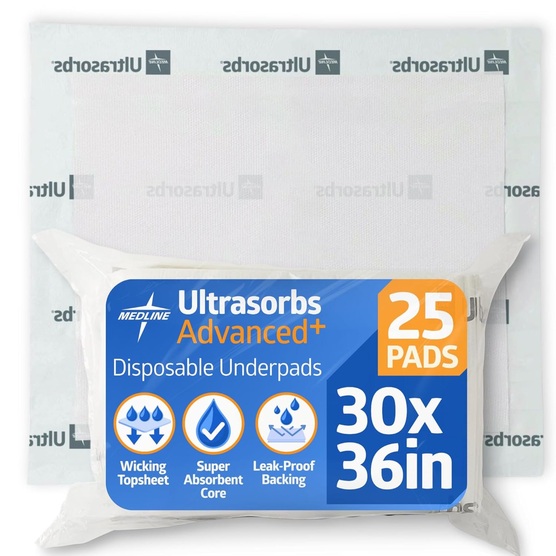 Medline Ultrasorbs Drypads, 30″ x 36″, 25 Count, Super Absorbent Disposable Bed Pads, Large Incontinence Bed Pads, Chucks Protective Underpads, 10 Times More Absorbent, For Adults, Elderly Medline Ultrasorbs Drypads, 30″ x 36″, 25 Count, Super Absorbent Disposable Bed Pads, Large Incontinence Bed Pads, Chucks Protective Underpads, 10 Times More Absorbent, For Adults, Elderly