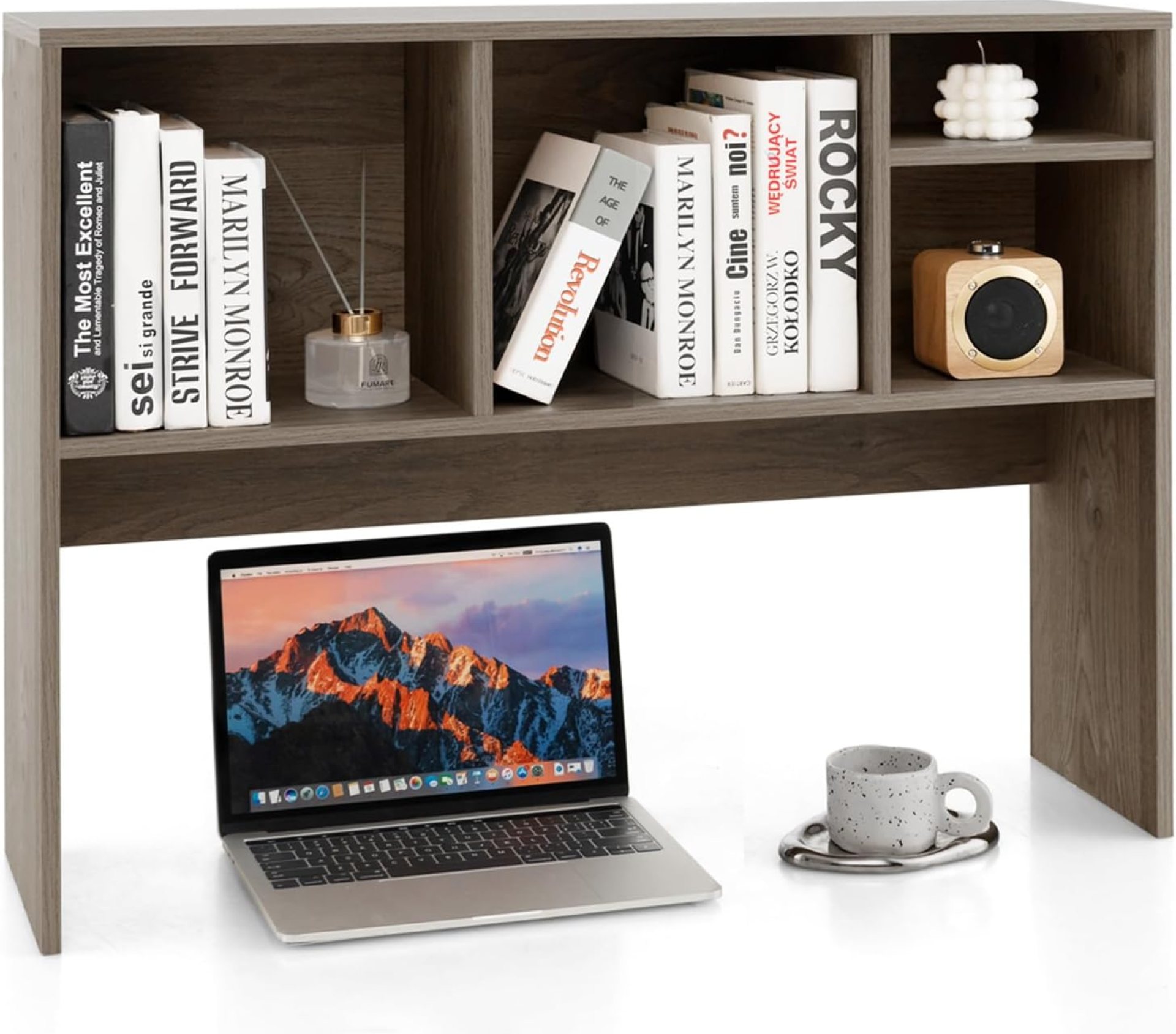 Desktop Bookshelf, 2-Tier Display Organizer Shelf Rack, Dorm Desk Hutch, Desk Shelf for Top of Desk, Multipurpose Wood Counter Top Bookcase for Office Home Desktop Bookshelf, 2-Tier Display Organizer Shelf Rack, Dorm Desk Hutch, Desk Shelf for Top of Desk, Multipurpose Wood Counter Top Bookcase for Office Home