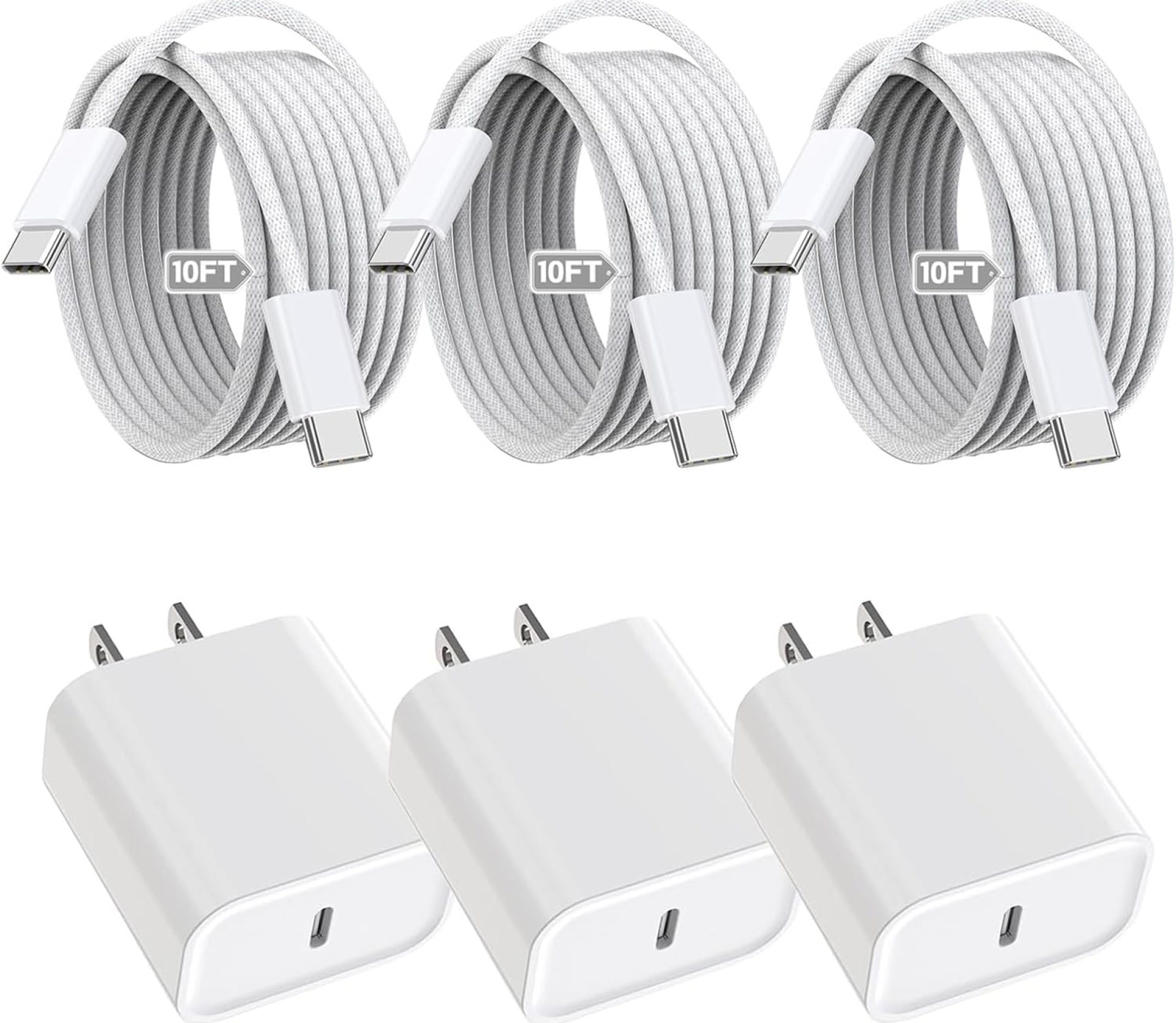 iPhone 16 15 Charger Fast Charging,3Pack 20W Fast Charging USB C Charger with 10Foot Long Type C to C Cable Cord TypeC Block Brick for iPhone 16e/16/16 Pro/16 Plus/16 Pro Max/15 Pro,iPad Air/Pro/Mini iPhone 16 15 Charger Fast Charging,3Pack 20W Fast Charging USB C Charger with 10Foot Long Type C to C Cable Cord TypeC Block Brick for iPhone 16e/16/16 Pro/16 Plus/16 Pro Max/15 Pro,iPad Air/Pro/Mini