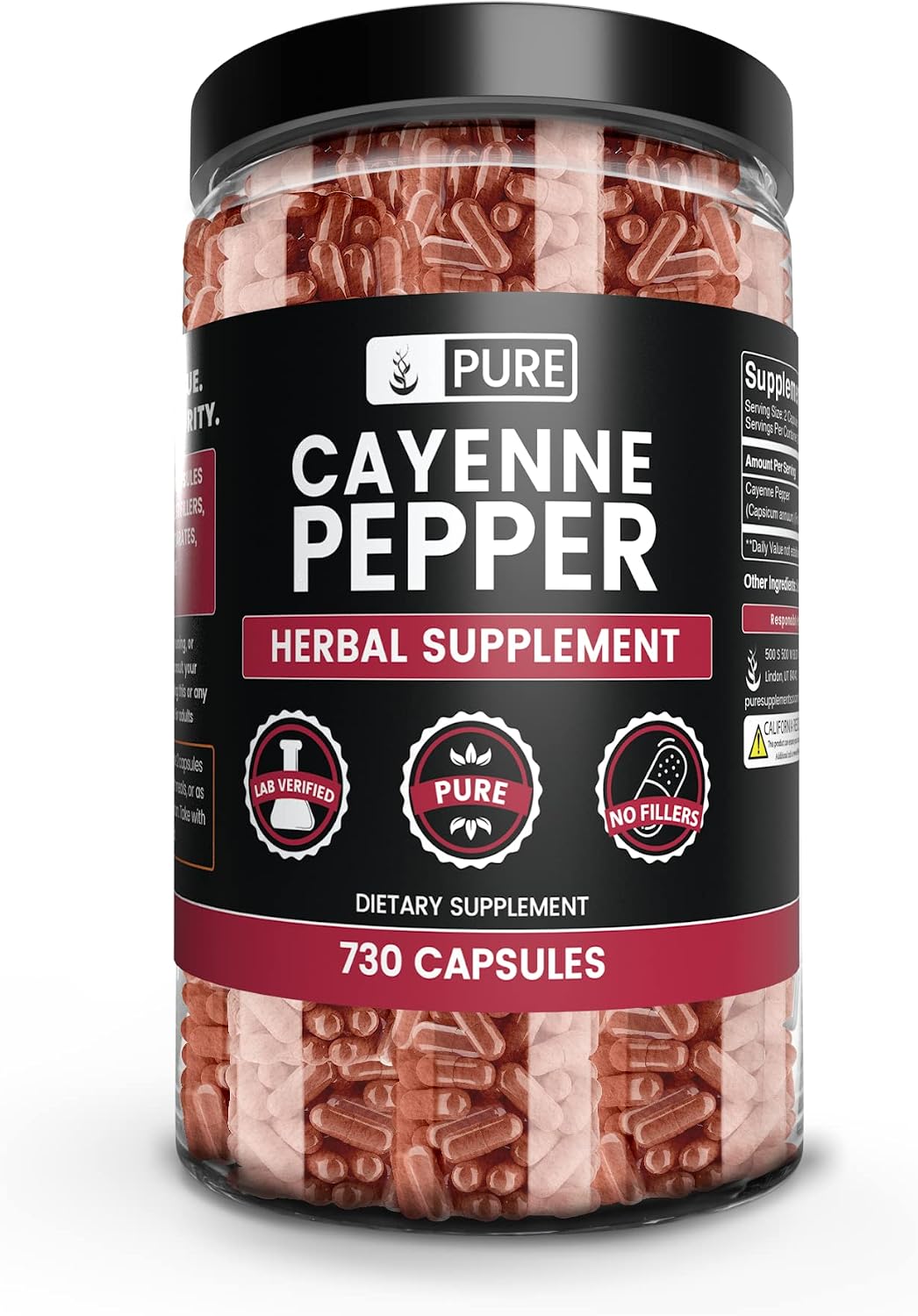 PURE ORIGINAL INGREDIENTS Cayenne Pepper (730 Capsules) No Magnesium Or Rice Fillers, Pure, Lab Verified PURE ORIGINAL INGREDIENTS Cayenne Pepper (730 Capsules) No Magnesium Or Rice Fillers, Pure, Lab Verified
