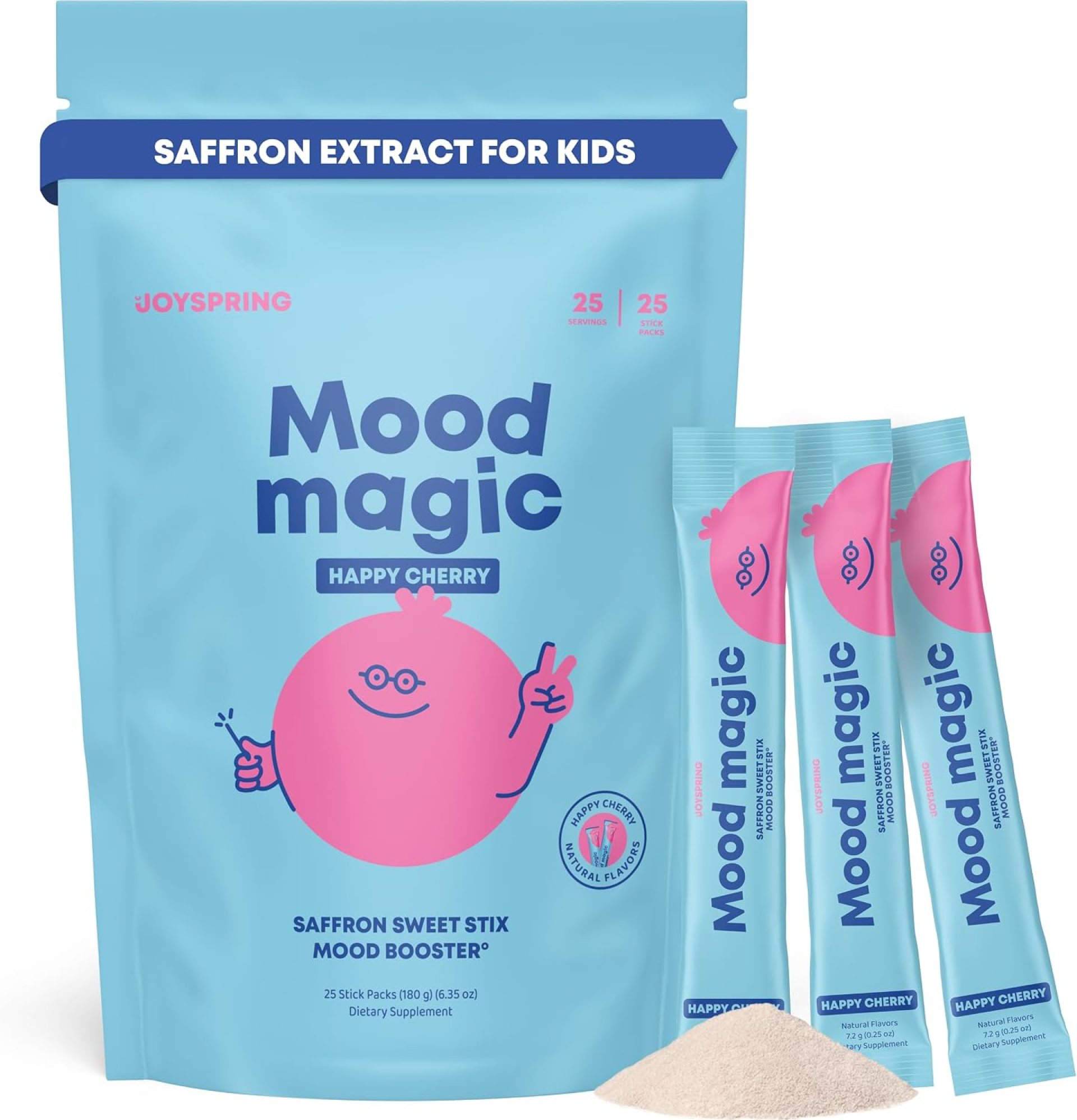 JoySpring Pixie Sticks with Saffron & GABA for Kids | Mood Balance Supplements for Kids | Sugar-Free Powder Candy New Flavor Cherry Lime (25 Servings) JoySpring Pixie Sticks with Saffron & GABA for Kids | Mood Balance Supplements for Kids | Sugar-Free Powder Candy New Flavor Cherry Lime (25 Servings)