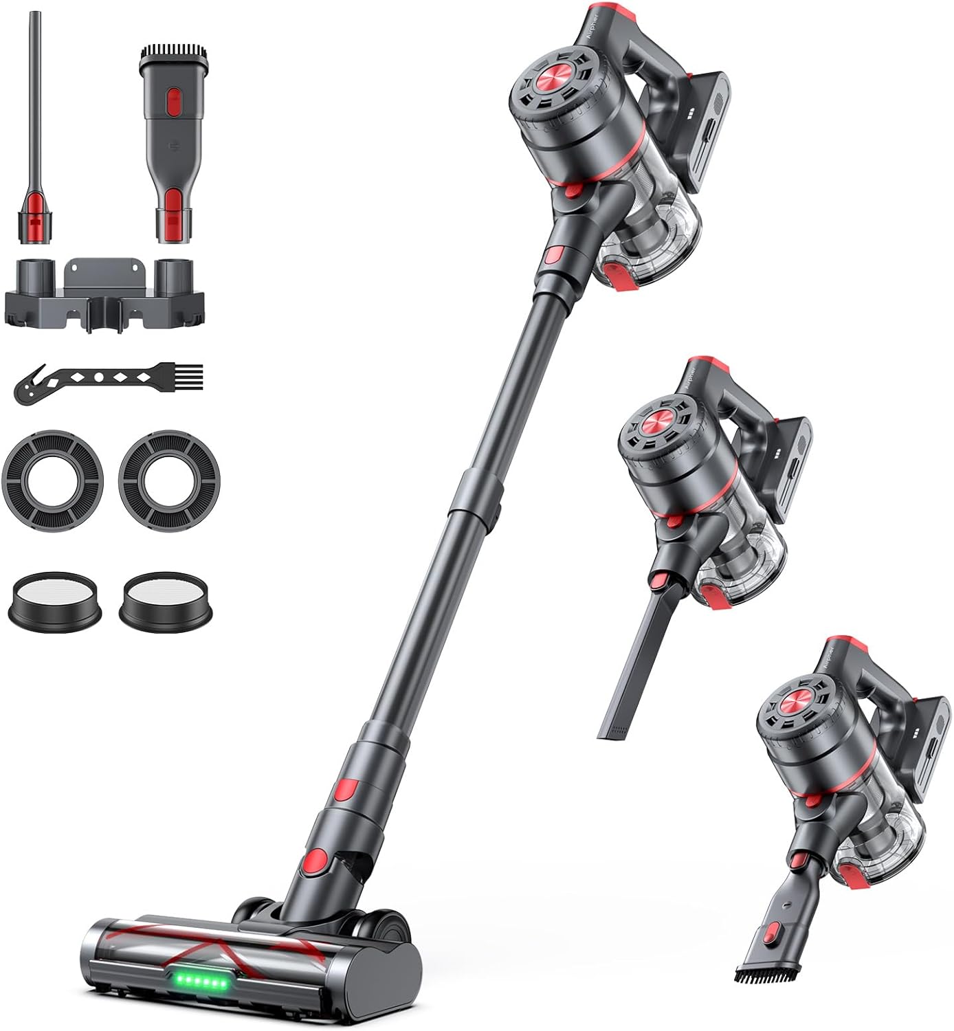 Cordless Vacuum Cleaner, 550W 45KPA Dual Motor Stick Vacuum for Home with 70mins Runtime, 6 LED Green Headlights, Self-Standing Design, V-Shaped Floor Brush for Carpet Tile Pet Hair Hardwood Floors Cordless Vacuum Cleaner, 550W 45KPA Dual Motor Stick Vacuum for Home with 70mins Runtime, 6 LED Green Headlights, Self-Standing Design, V-Shaped Floor Brush for Carpet Tile Pet Hair Hardwood Floors