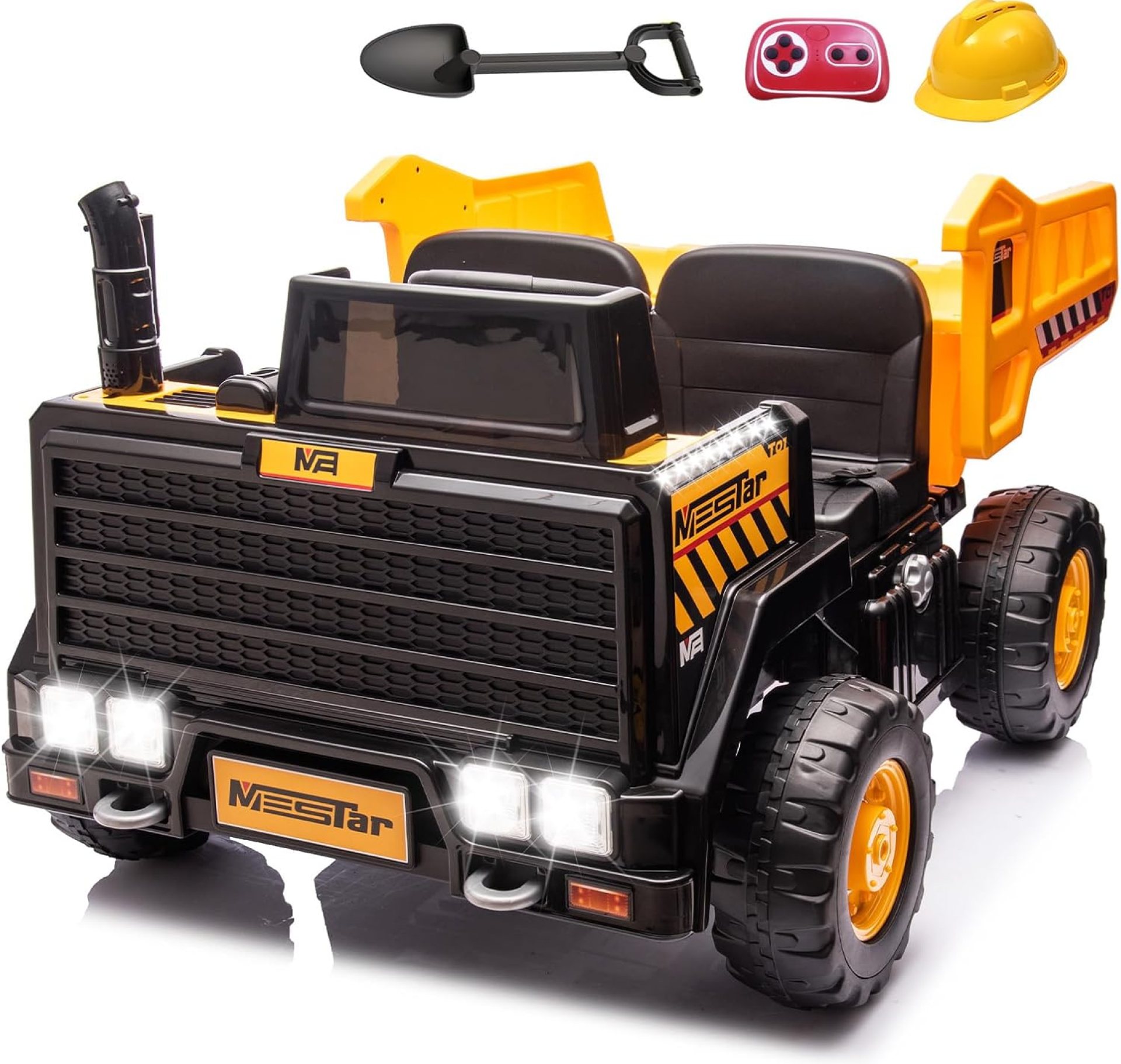 24V Ride On Dump Truck, 24inch-2 Seater Ride On Car for Kids w/Remote Control 4WD/2WD Up to 5 Mph, 24v Ride on Toys for Big Kids w/Electric Dump Bed Extra Shovel Traffic Cones (Yellow) 24V Ride On Dump Truck, 24inch-2 Seater Ride On Car for Kids w/Remote Control 4WD/2WD Up to 5 Mph, 24v Ride on Toys for Big Kids w/Electric Dump Bed Extra Shovel Traffic Cones (Yellow)
