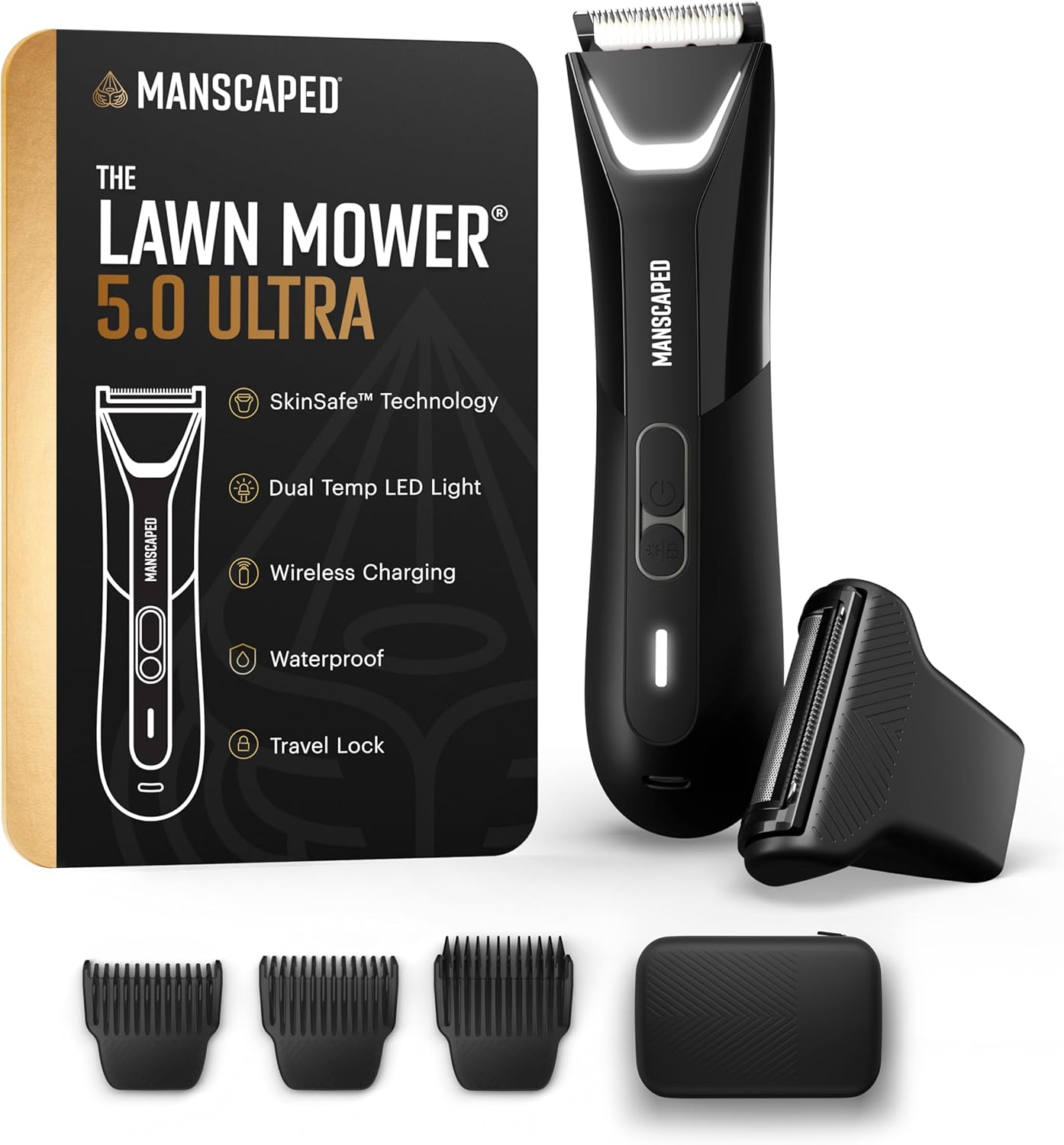 MANSCAPED® The Lawn Mower® 5.0 Ultra Groin & Body Hair Trimmer – Dual-Head SkinSafe® Trimmer & Foil Blades, Waterproof Wet/Dry Groomer, USB-C Rechargeable with Travel Case, Men’s Ball Shaver, Black MANSCAPED® The Lawn Mower® 5.0 Ultra Groin & Body Hair Trimmer – Dual-Head SkinSafe® Trimmer & Foil Blades, Waterproof Wet/Dry Groomer, USB-C Rechargeable with Travel Case, Men’s Ball Shaver, Black