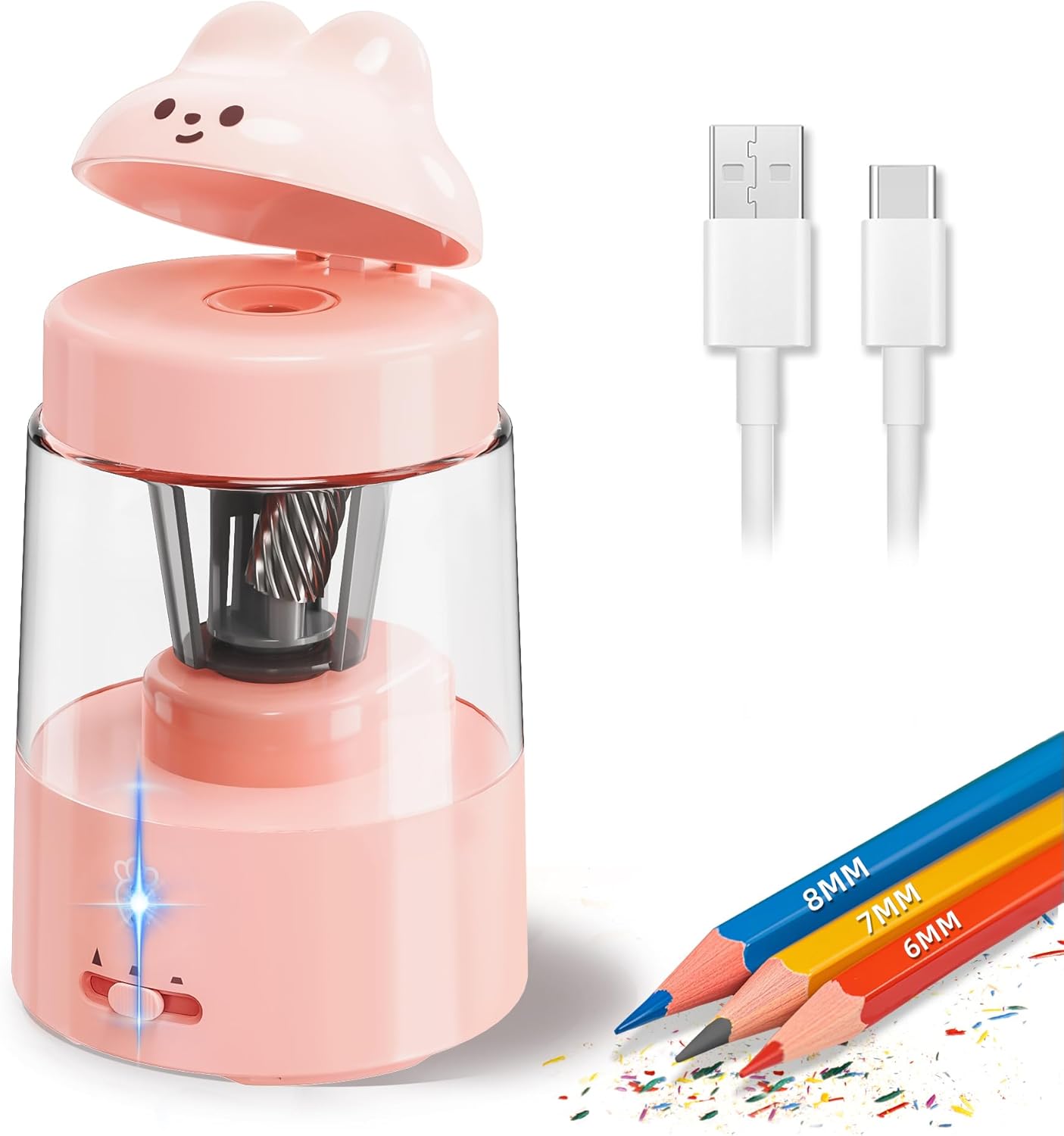 ZMOL Electric Pencil Sharpeners, Colored Pencil Sharpener for Kids, Auto Stop, Rechargeable Pencil Sharpener for Battery Powered Cute No.2/Colored Pencils (6-8mm), Classroom/Office/Home (Pink) ZMOL Electric Pencil Sharpeners, Colored Pencil Sharpener for Kids, Auto Stop, Rechargeable Pencil Sharpener for Battery Powered Cute No.2/Colored Pencils (6-8mm), Classroom/Office/Home (Pink)