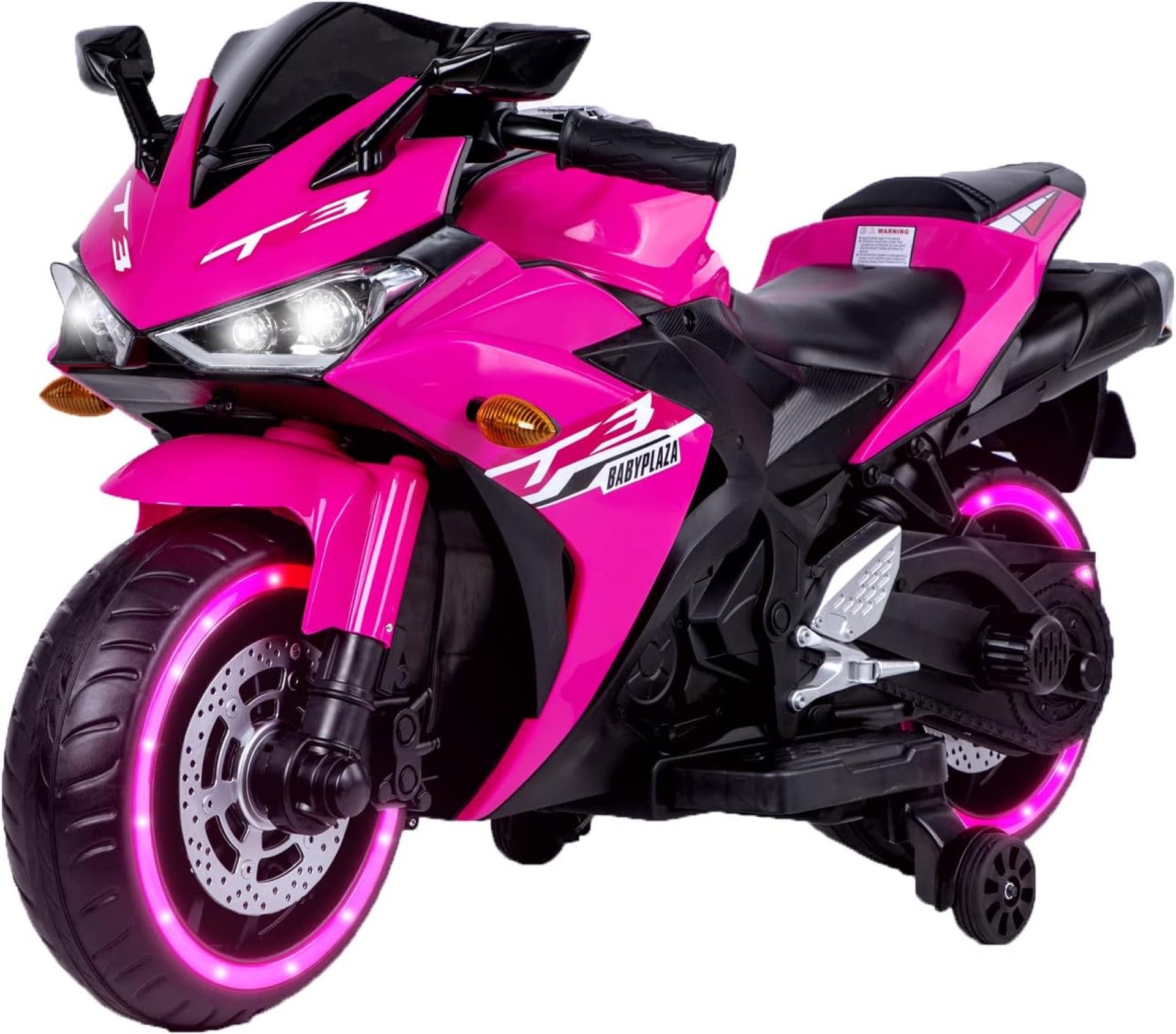 Kids Electric Motorcycle with Trainning Wheels for 3-8 Years(43-59in), Boys Girls Ride on Electric Motorbike, Light Wheels Hand Drive for Child Motorized Toys Gift, Pink Kids Electric Motorcycle with Trainning Wheels for 3-8 Years(43-59in), Boys Girls Ride on Electric Motorbike, Light Wheels Hand Drive for Child Motorized Toys Gift, Pink