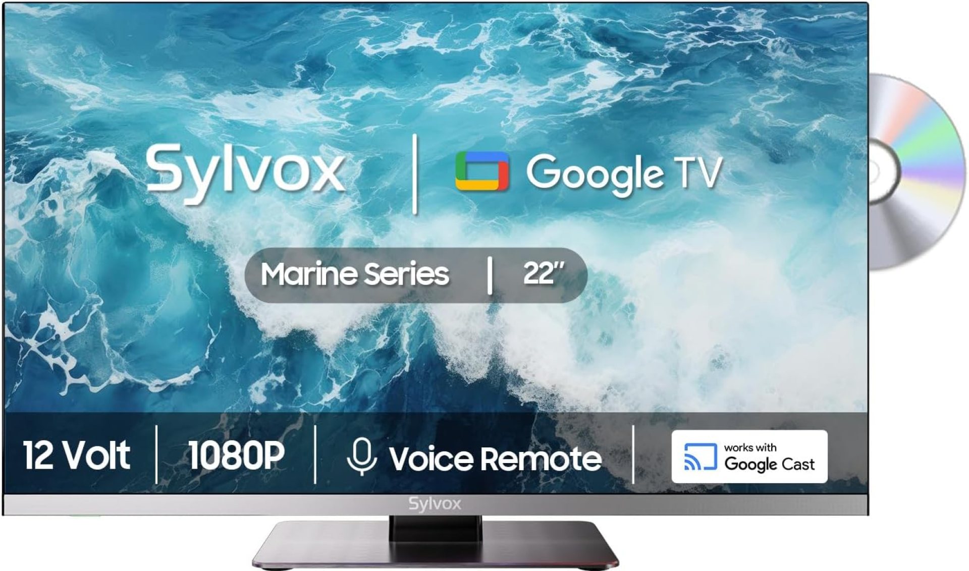 SYLVOX 12 Volt TV, 22″ Smart Television with DVD Player Built in, 1080P Google OS ATSC NTSC WiFi Bluetooth HDMI USB, AC/DC Powered, 12V TV for RV Camper Boat Coastal Home (Marine Series) SYLVOX 12 Volt TV, 22″ Smart Television with DVD Player Built in, 1080P Google OS ATSC NTSC WiFi Bluetooth HDMI USB, AC/DC Powered, 12V TV for RV Camper Boat Coastal Home (Marine Series)