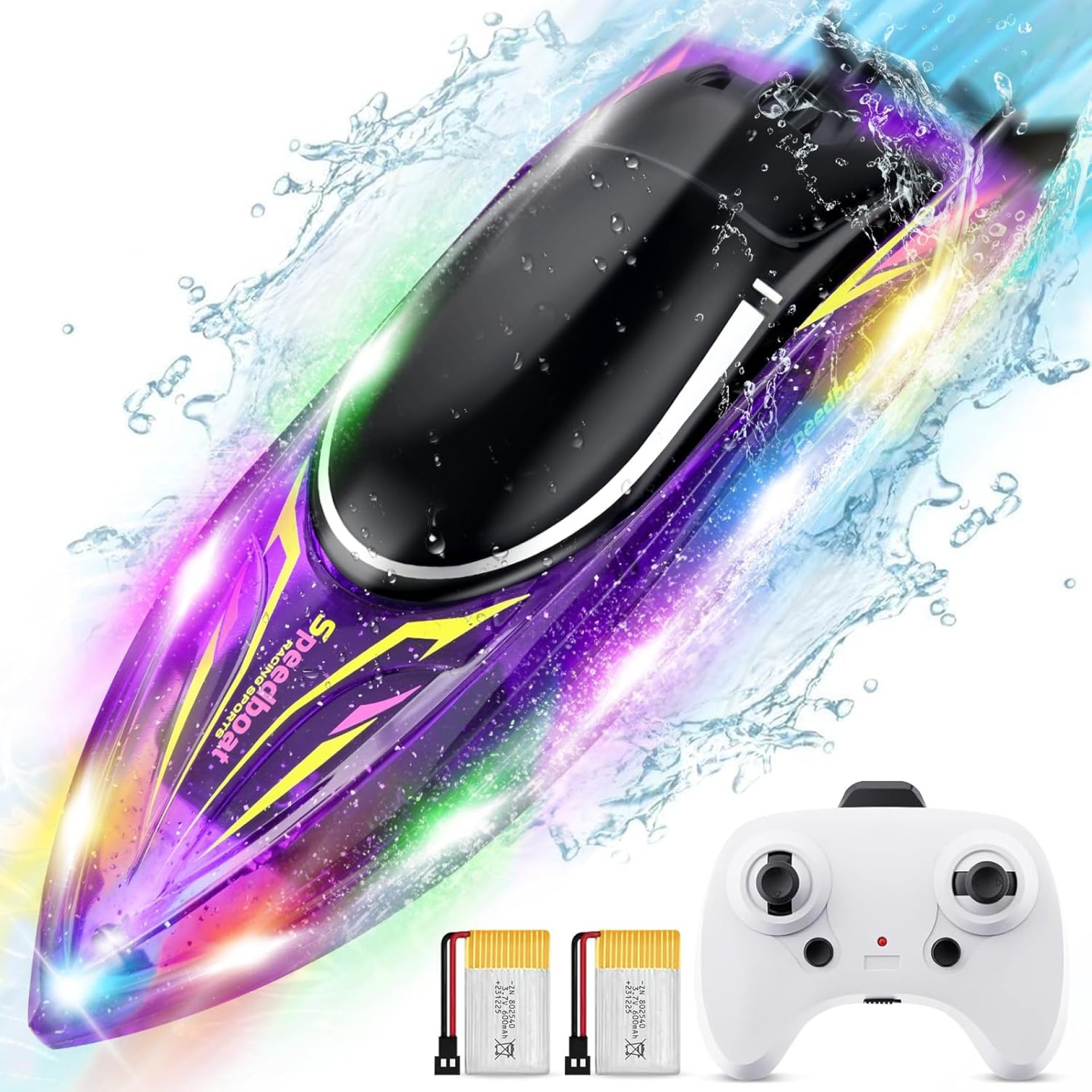 RC Boat for Kids and Adults Remote Control Boat 2.4 GHZ Racing Boats with 2 Batteries 40Min LED Light for Lake and Pool Toys Gifts for Boys Girls (Updated) RC Boat for Kids and Adults Remote Control Boat 2.4 GHZ Racing Boats with 2 Batteries 40Min LED Light for Lake and Pool Toys Gifts for Boys Girls (Updated)