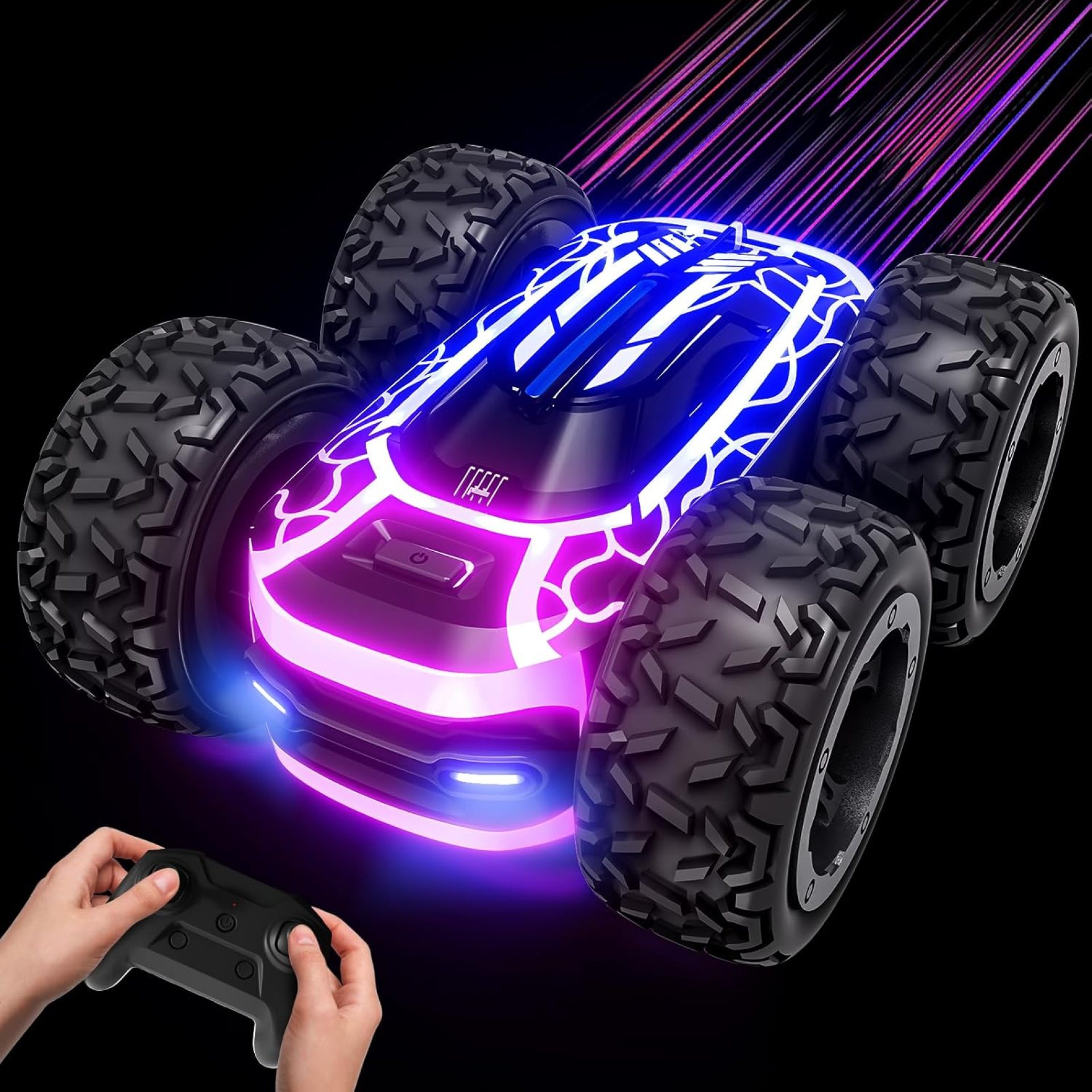 Tecnock Remote Control Car for Boys 4-7, 2.4GHz Rc Stunt Car for Kids, 360°Rotating Double Sided RC Car with Lights, Car Toy for Boys and Girls Tecnock Remote Control Car for Boys 4-7, 2.4GHz Rc Stunt Car for Kids, 360°Rotating Double Sided RC Car with Lights, Car Toy for Boys and Girls