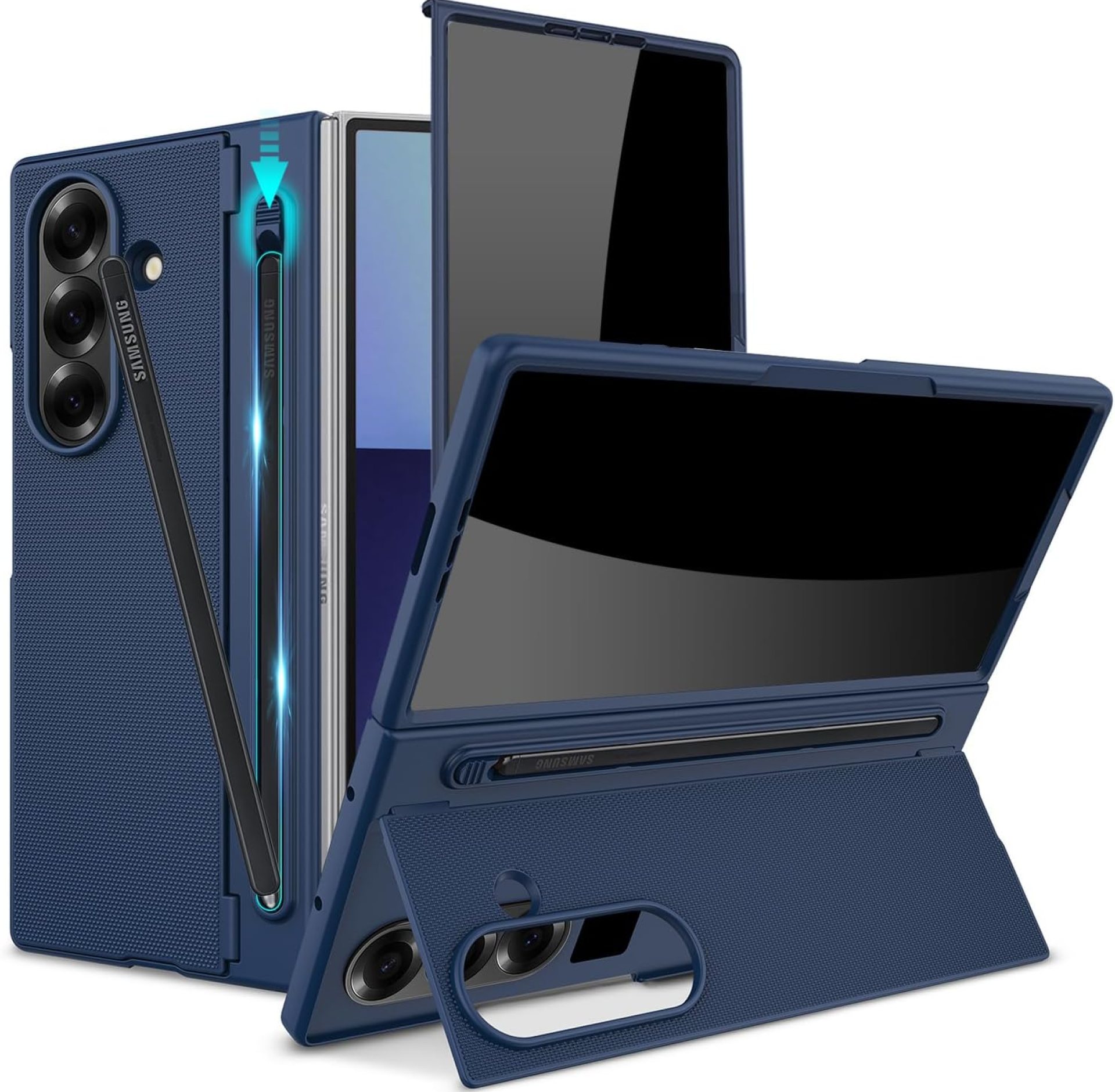 for Samsung Galaxy Z Fold 7 Case with S Pen Holder, Military Grade Drop Protection Invisible Kickstand Case Privacy Screen Protector Slim Thin Hard PC Rugger Bumper Cover for Z Fold 7 Blue for Samsung Galaxy Z Fold 7 Case with S Pen Holder, Military Grade Drop Protection Invisible Kickstand Case Privacy Screen Protector Slim Thin Hard PC Rugger Bumper Cover for Z Fold 7 Blue