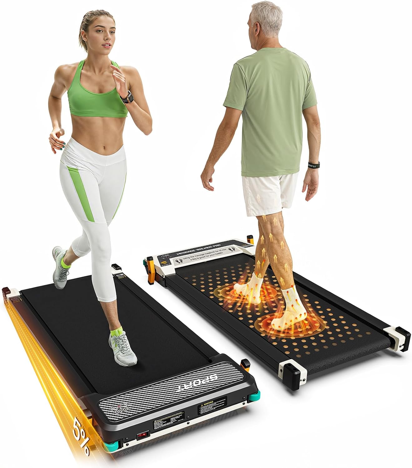 2 Side Walking Pad Treadmill with Incline Massage Function, 2 in 1 Under Desk Treadmills Walking Pad and Foot Massager for Home/Office, Portable Treadmill with Remote Control LED Display 2 Side Walking Pad Treadmill with Incline Massage Function, 2 in 1 Under Desk Treadmills Walking Pad and Foot Massager for Home/Office, Portable Treadmill with Remote Control LED Display