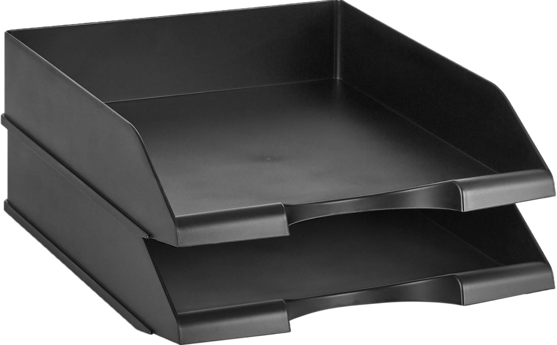 Amazon Basics Rectangular, Stackable Office Letter Organizer Desk Tray, Black, Pack of 2 Amazon Basics Rectangular, Stackable Office Letter Organizer Desk Tray, Black, Pack of 2
