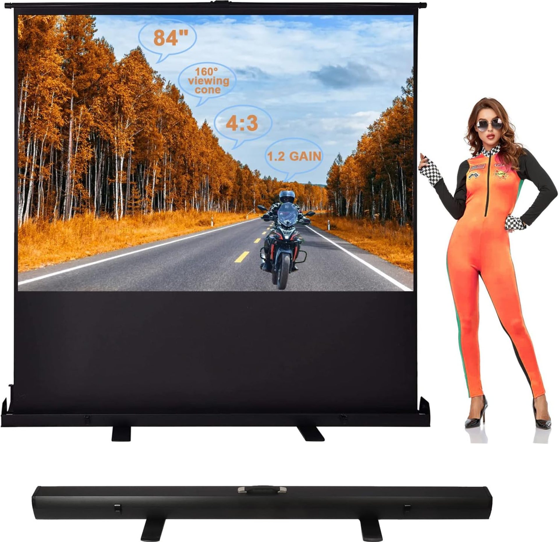 lesolar 84 in Manual Pull up Projector Screen 4:3 Grey Fiberglass Curtains 4K HD Floor Standing Portable and Retractable Video Projection Screens for Indoor Outdoor Home Hotel School Office lesolar 84 in Manual Pull up Projector Screen 4:3 Grey Fiberglass Curtains 4K HD Floor Standing Portable and Retractable Video Projection Screens for Indoor Outdoor Home Hotel School Office