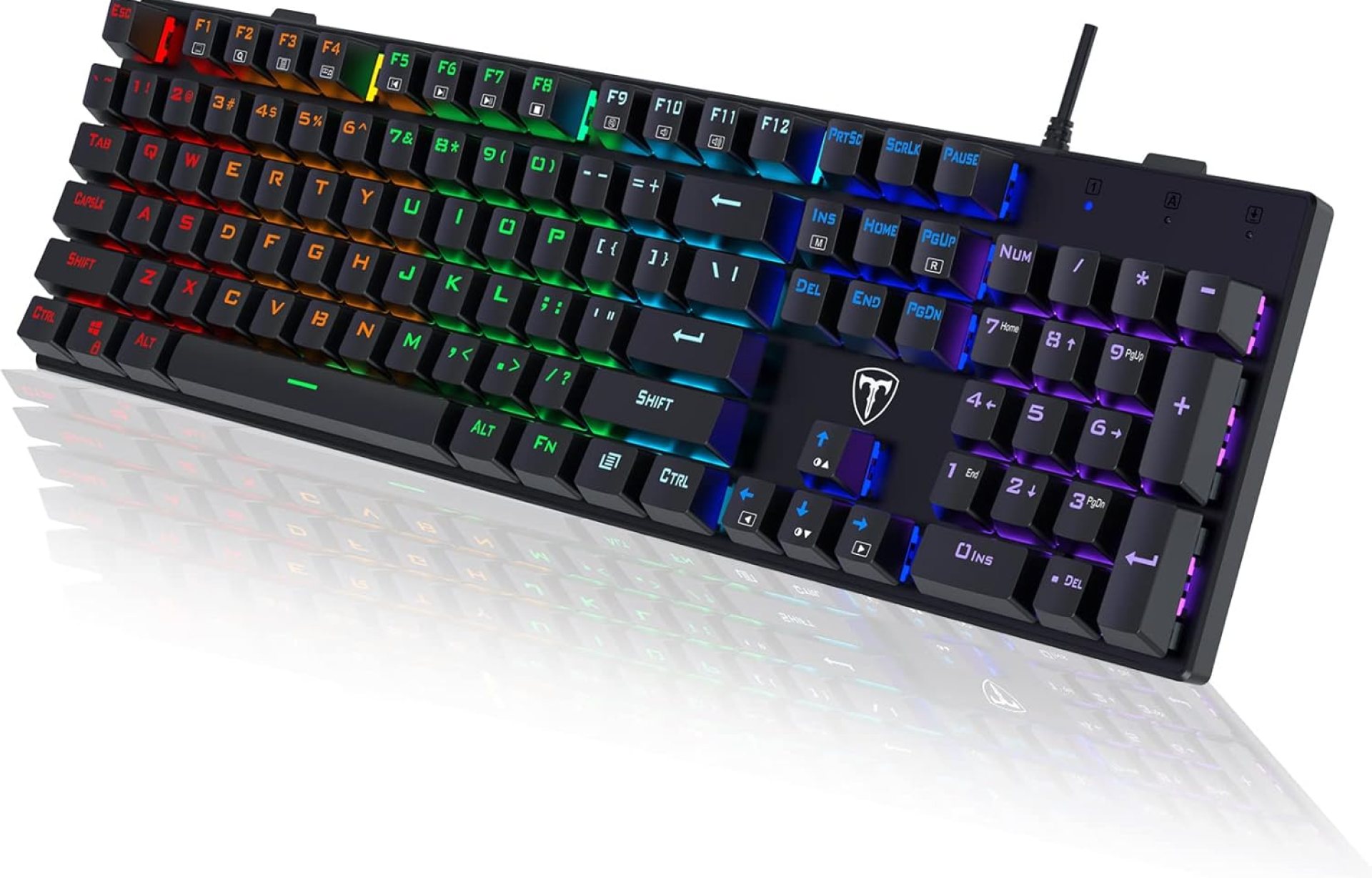 RisoPhy Mechanical Gaming Keyboard, RGB 104 Keys Ultra-Slim LED Backlit USB Wired Keyboard with Blue Switch, Durable Abs Keycaps/Anti-Ghosting/Spill-Resistant Computer Keyboard for PC Mac Xbox Gamer RisoPhy Mechanical Gaming Keyboard, RGB 104 Keys Ultra-Slim LED Backlit USB Wired Keyboard with Blue Switch, Durable Abs Keycaps/Anti-Ghosting/Spill-Resistant Computer Keyboard for PC Mac Xbox Gamer