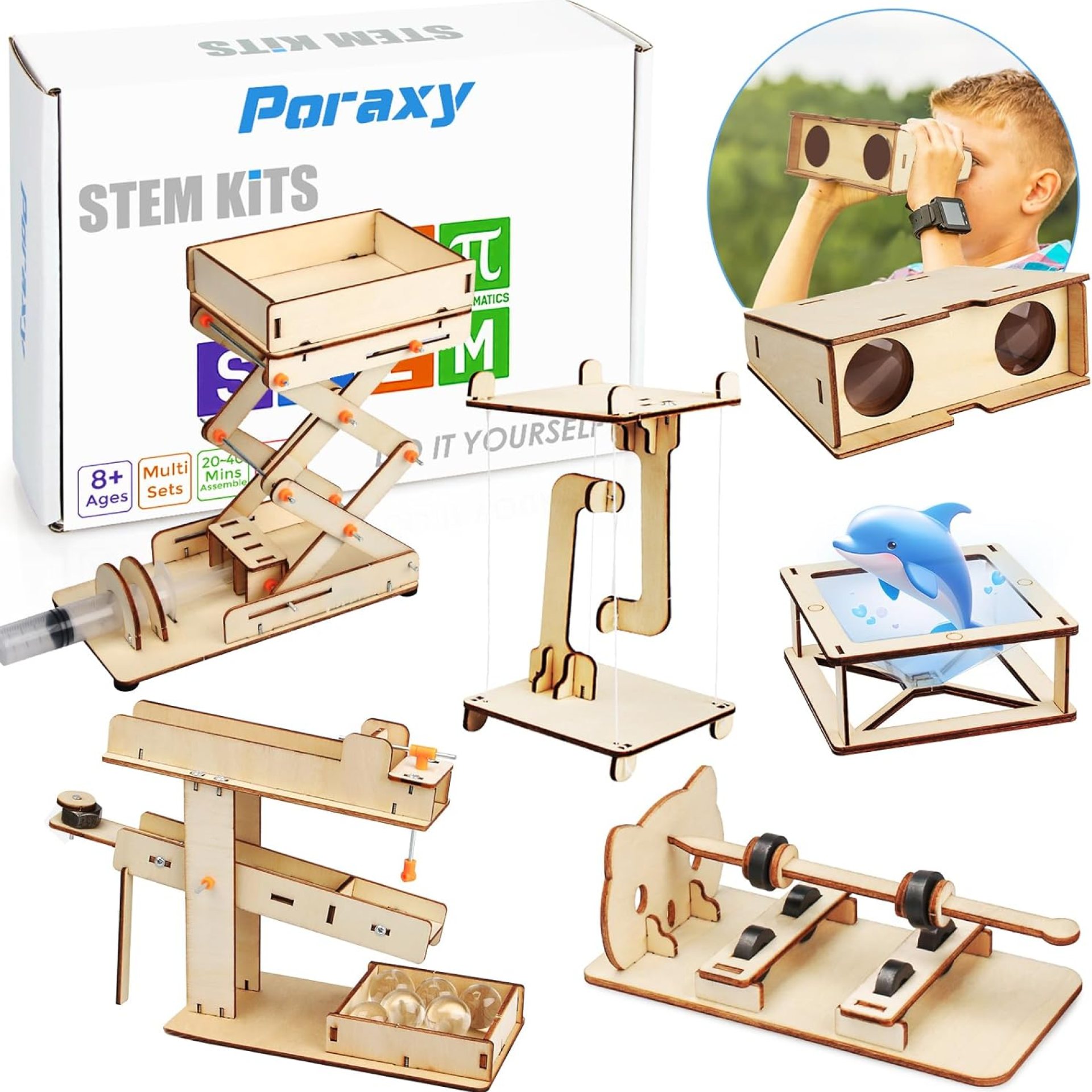Poraxy 6 in 1 STEM Kits for Kids Age 8-10, Science Building Educational Experiment Projects 8-12, 3D Wooden Puzzles Crafts, Toys for Age 8-13, Gifts for Boys and Girls 6 7 8 9 10 11 12 13 Years Old Poraxy 6 in 1 STEM Kits for Kids Age 8-10, Science Building Educational Experiment Projects 8-12, 3D Wooden Puzzles Crafts, Toys for Age 8-13, Gifts for Boys and Girls 6 7 8 9 10 11 12 13 Years Old