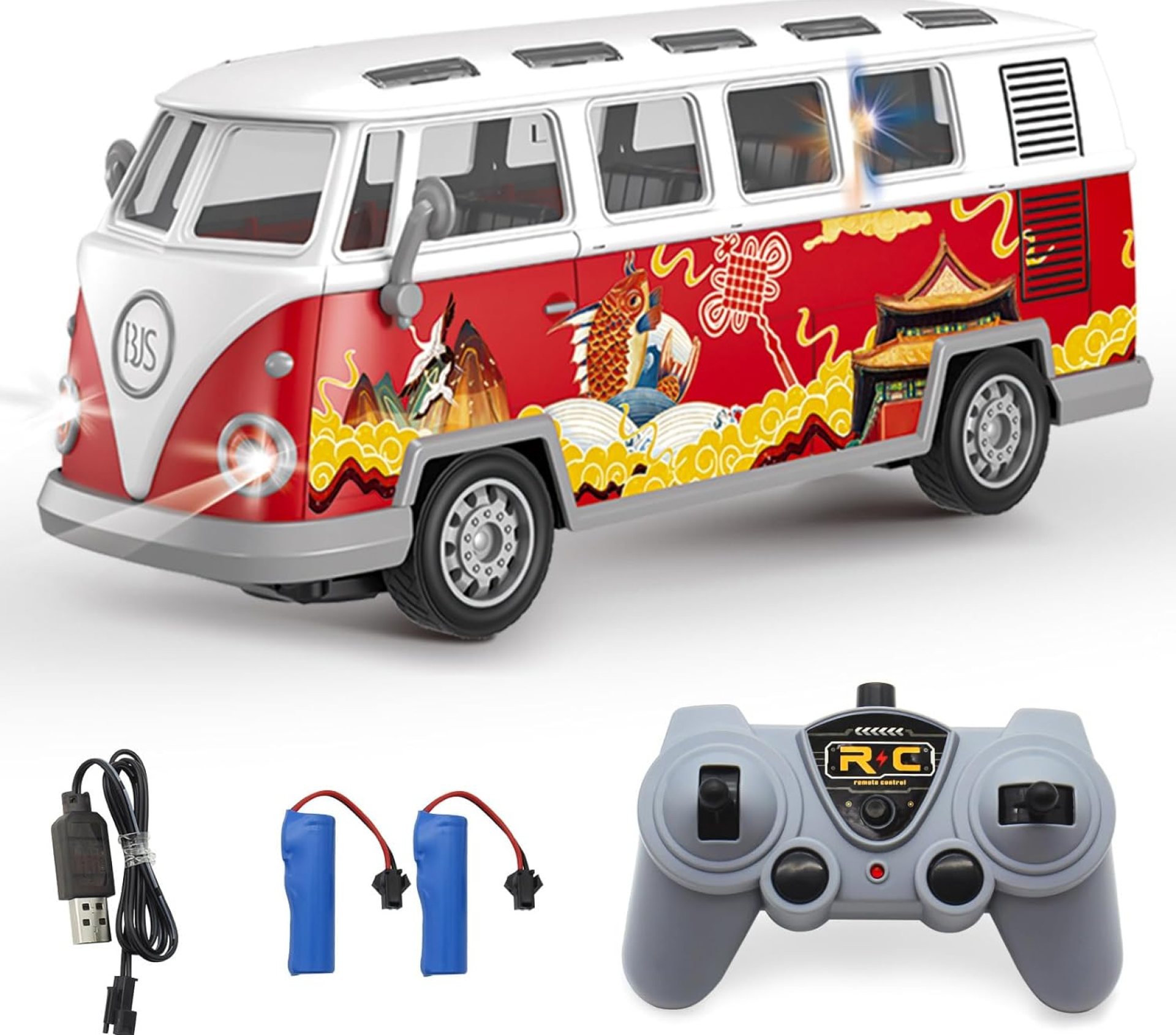 Remote Control Bus 2.4G Remote Control 1962 Volkswagen Classic Bus with Decals Retro Truck Model with Lights Sound Electric Vehicle Playsets Cars for Kids Toy Remote Control Bus 2.4G Remote Control 1962 Volkswagen Classic Bus with Decals Retro Truck Model with Lights Sound Electric Vehicle Playsets Cars for Kids Toy