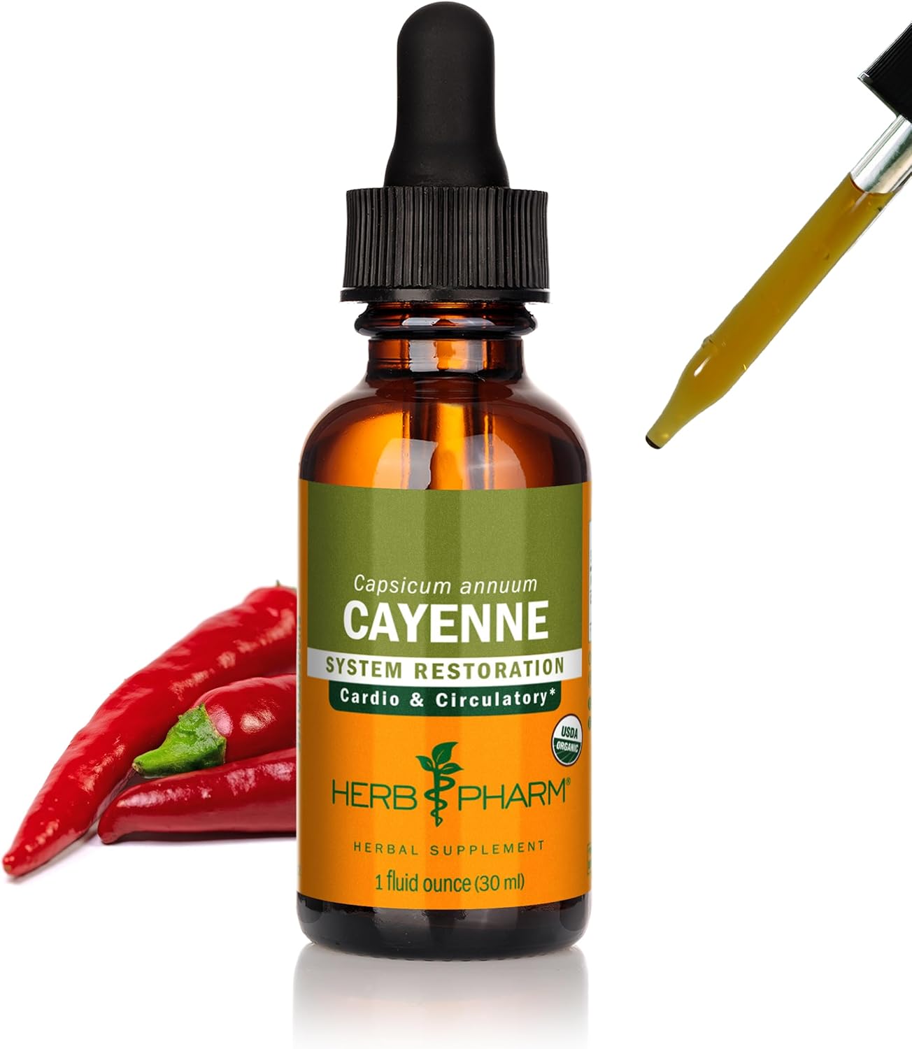 Herb Pharm Certified Organic Cayenne Extract for Cardiovascular and Circulatory Support – 1 Ounce Herb Pharm Certified Organic Cayenne Extract for Cardiovascular and Circulatory Support – 1 Ounce