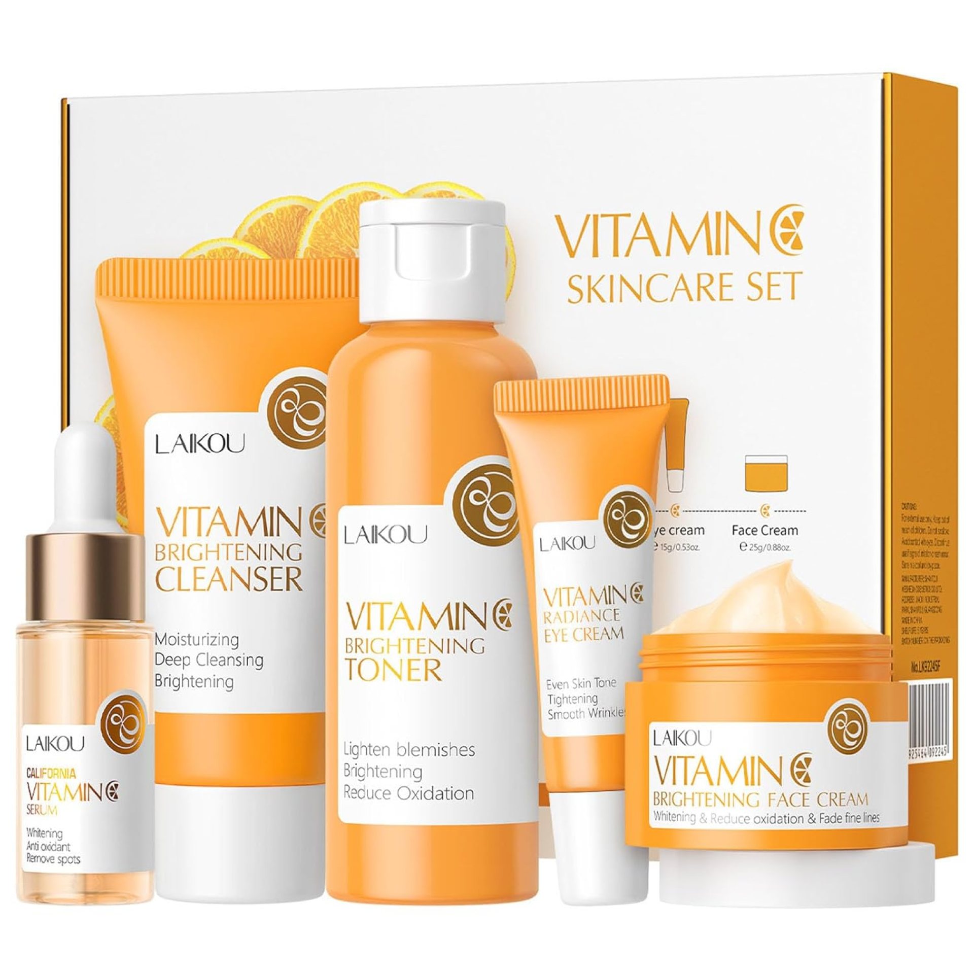 Vitamin C Skincare Set, Moisturizing Face Skin Care Kit with Facial Cleanser, Face Serum, Face Cream, Eye Cream, Toner For Hydrating Skin, Anti-Aging Skin Vitamin C Skincare Set, Moisturizing Face Skin Care Kit with Facial Cleanser, Face Serum, Face Cream, Eye Cream, Toner For Hydrating Skin, Anti-Aging Skin