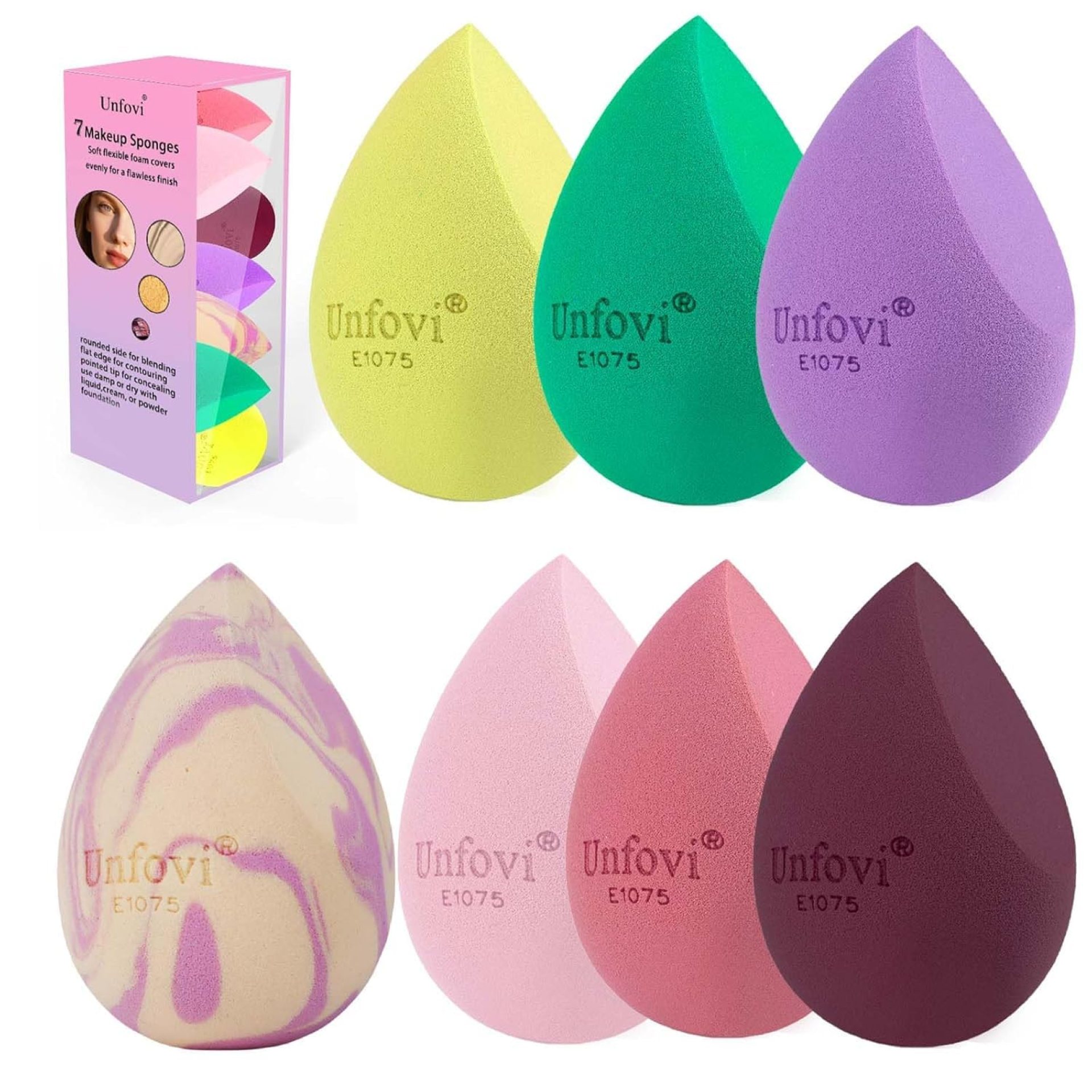 7-Pack Makeup Sponges Set, Cosmetic Egg for Foundation & Concealer, Latex-Free Reusable Beauty Face Blender, Soft Makeup Sponge for Liquid, Cream, Powder Wet/Dry Application (Multi) 7-Pack Makeup Sponges Set, Cosmetic Egg for Foundation & Concealer, Latex-Free Reusable Beauty Face Blender, Soft Makeup Sponge for Liquid, Cream, Powder Wet/Dry Application (Multi)