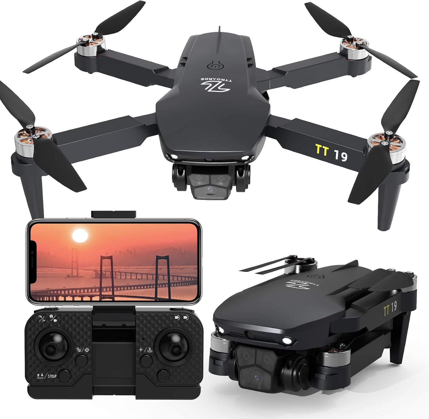 Drone with Camera for Beginners Obstacle Avoidance RC Drone for Adults Brushless Motor 1080P HD Camera FPV Foldable Mini Quadcopter 3D Flips Altitude Hold TT19 UAV with Propeller Guards Drone with Camera for Beginners Obstacle Avoidance RC Drone for Adults Brushless Motor 1080P HD Camera FPV Foldable Mini Quadcopter 3D Flips Altitude Hold TT19 UAV with Propeller Guards