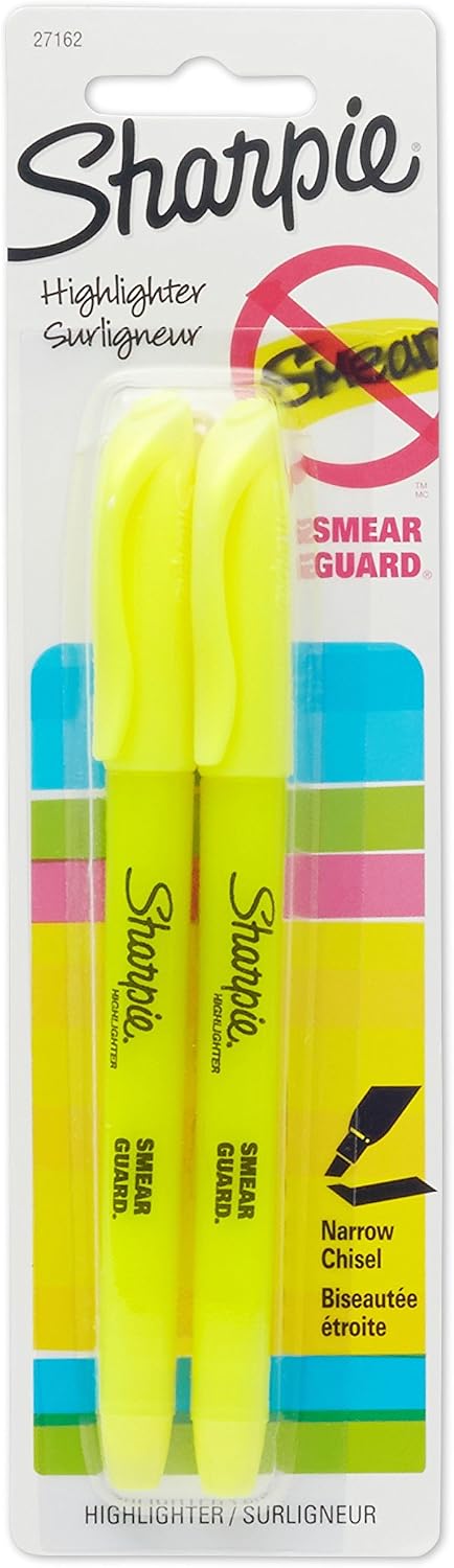 SHARPIE Accent Pocket-Style Highlighters, 2 Fluorescent Yellow Highlighters (27162PP) SHARPIE Accent Pocket-Style Highlighters, 2 Fluorescent Yellow Highlighters (27162PP)