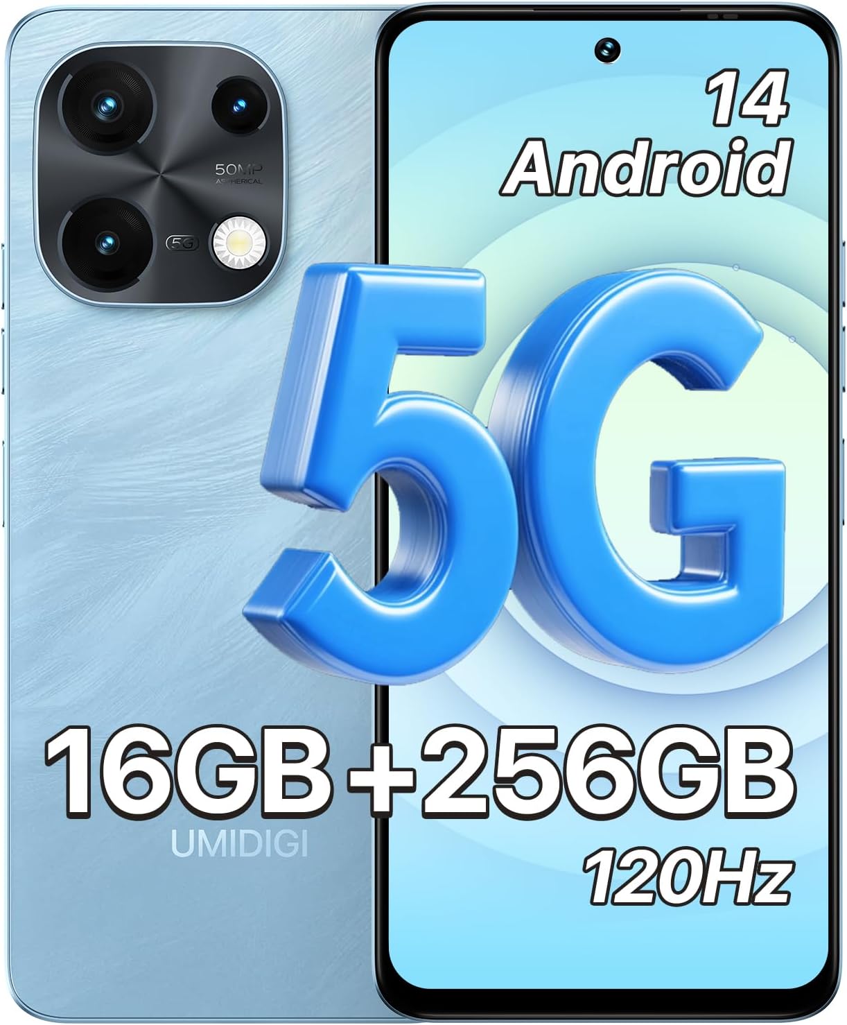 UMIDIGI Note 100 5G Unlocked Cell Phone, 5G Dual SIM Android 14 Phone, 50MP Camera,16(8+8) GB+256GB/TF 1TB Expend Smart Phone, 6.8″ HD+120Hz Display, Fingerprint+AI Face Unlock, Dual Mic(Blue) UMIDIGI Note 100 5G Unlocked Cell Phone, 5G Dual SIM Android 14 Phone, 50MP Camera,16(8+8) GB+256GB/TF 1TB Expend Smart Phone, 6.8″ HD+120Hz Display, Fingerprint+AI Face Unlock, Dual Mic(Blue)