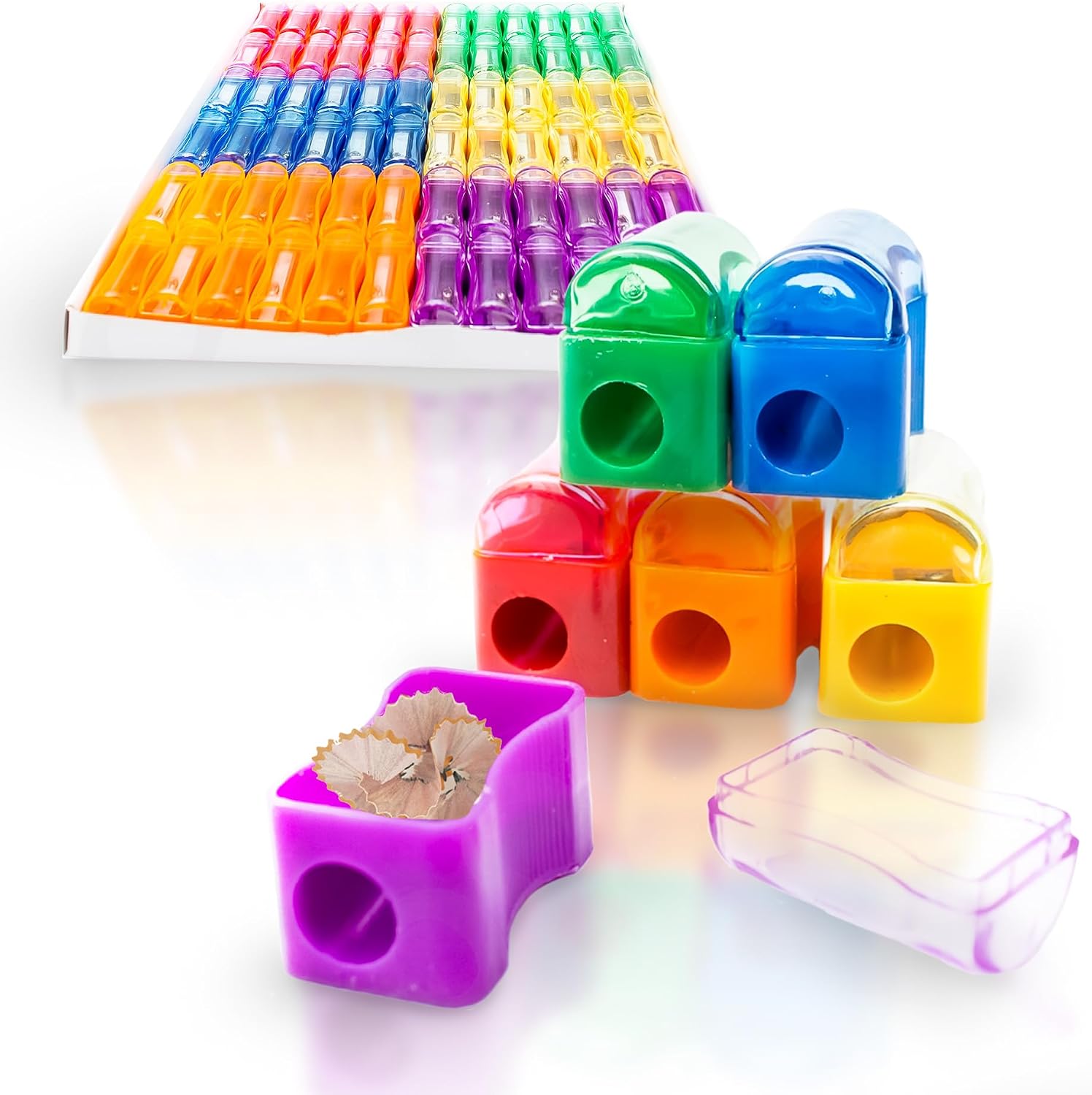 Fun Central 72 Pack Assorted Color Plastic Manual Pencil Sharpeners with Caps – Bulk Classroom, Office, and Party Favor Supplies Fun Central 72 Pack Assorted Color Plastic Manual Pencil Sharpeners with Caps – Bulk Classroom, Office, and Party Favor Supplies