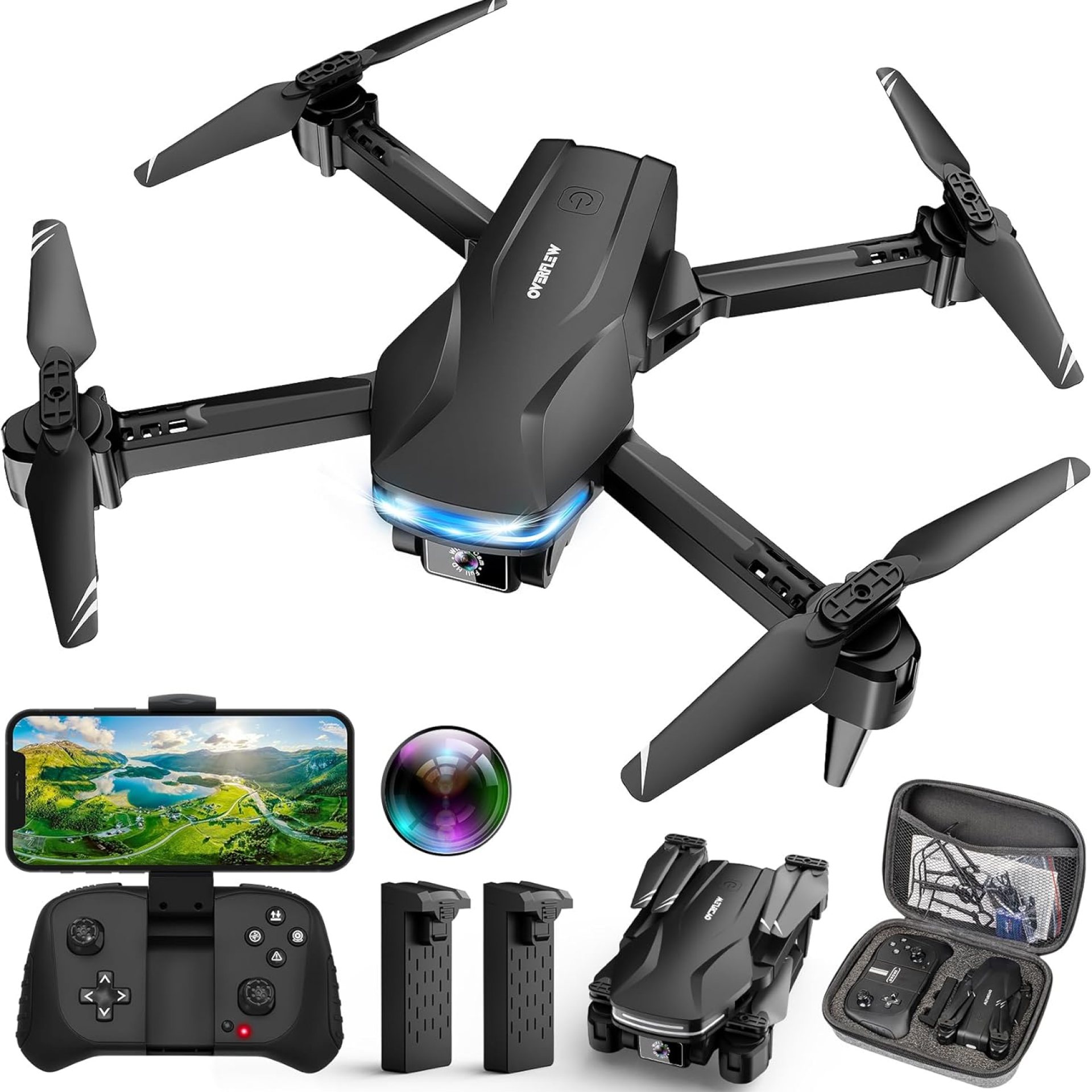 Drone with Camera 1080P HD FPV Foldable Drone for Beginners and Kids, Quadcopter with Voice Gesture Control with Carrying Case, One Key Take Off/Land, Optical Flow Positioning, 360° Flip, Waypoint Fly Drone with Camera 1080P HD FPV Foldable Drone for Beginners and Kids, Quadcopter with Voice Gesture Control with Carrying Case, One Key Take Off/Land, Optical Flow Positioning, 360° Flip, Waypoint Fly