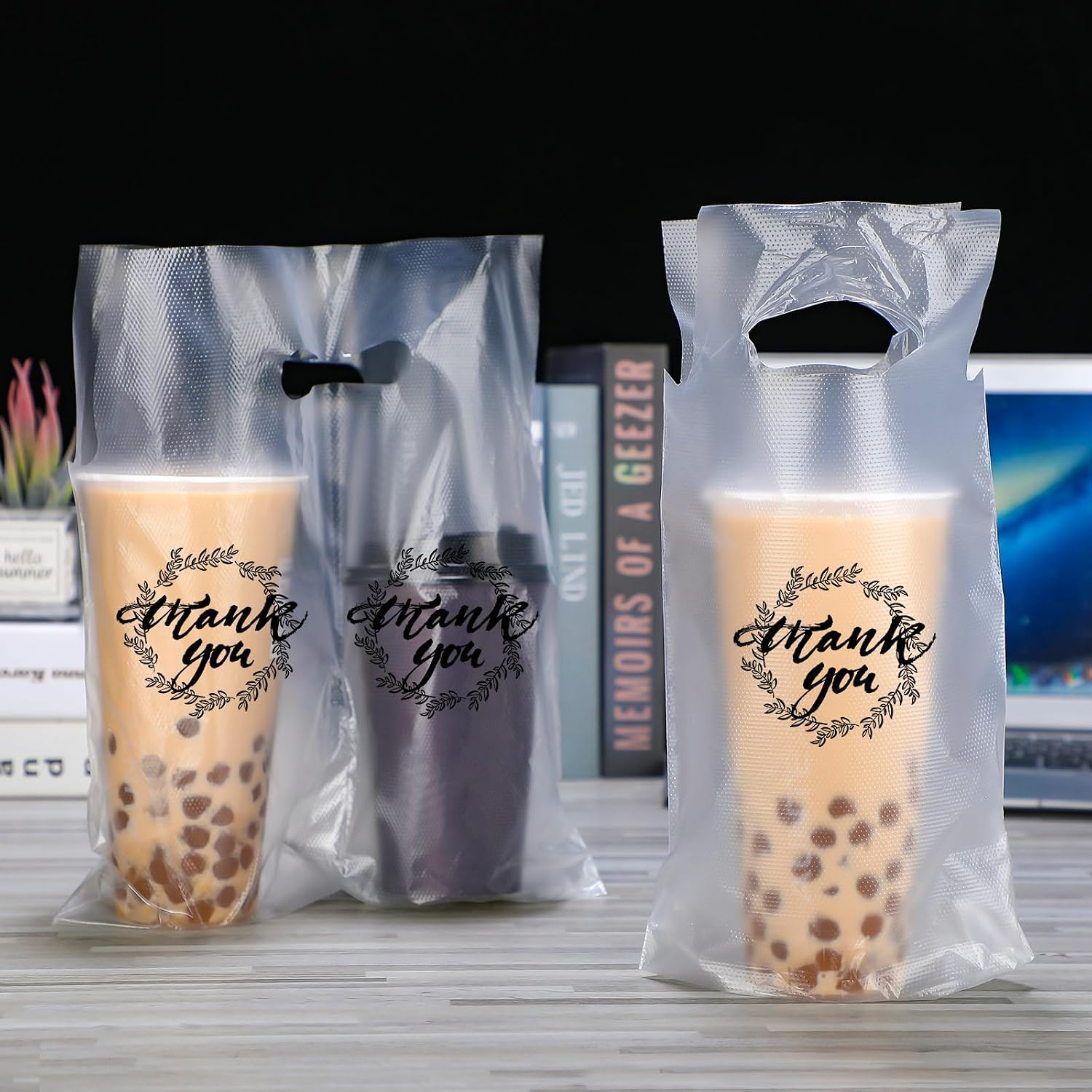 Kisston 1000 Pcs Drink Carrier for Delivery, Plastic Carrier Bags Thank You Clear Handle Drink Poly Bags Bulk for Coffee Tea Beverage Juice(Hold 2 Cups, Hold 1 Cup) Kisston 1000 Pcs Drink Carrier for Delivery, Plastic Carrier Bags Thank You Clear Handle Drink Poly Bags Bulk for Coffee Tea Beverage Juice(Hold 2 Cups, Hold 1 Cup)