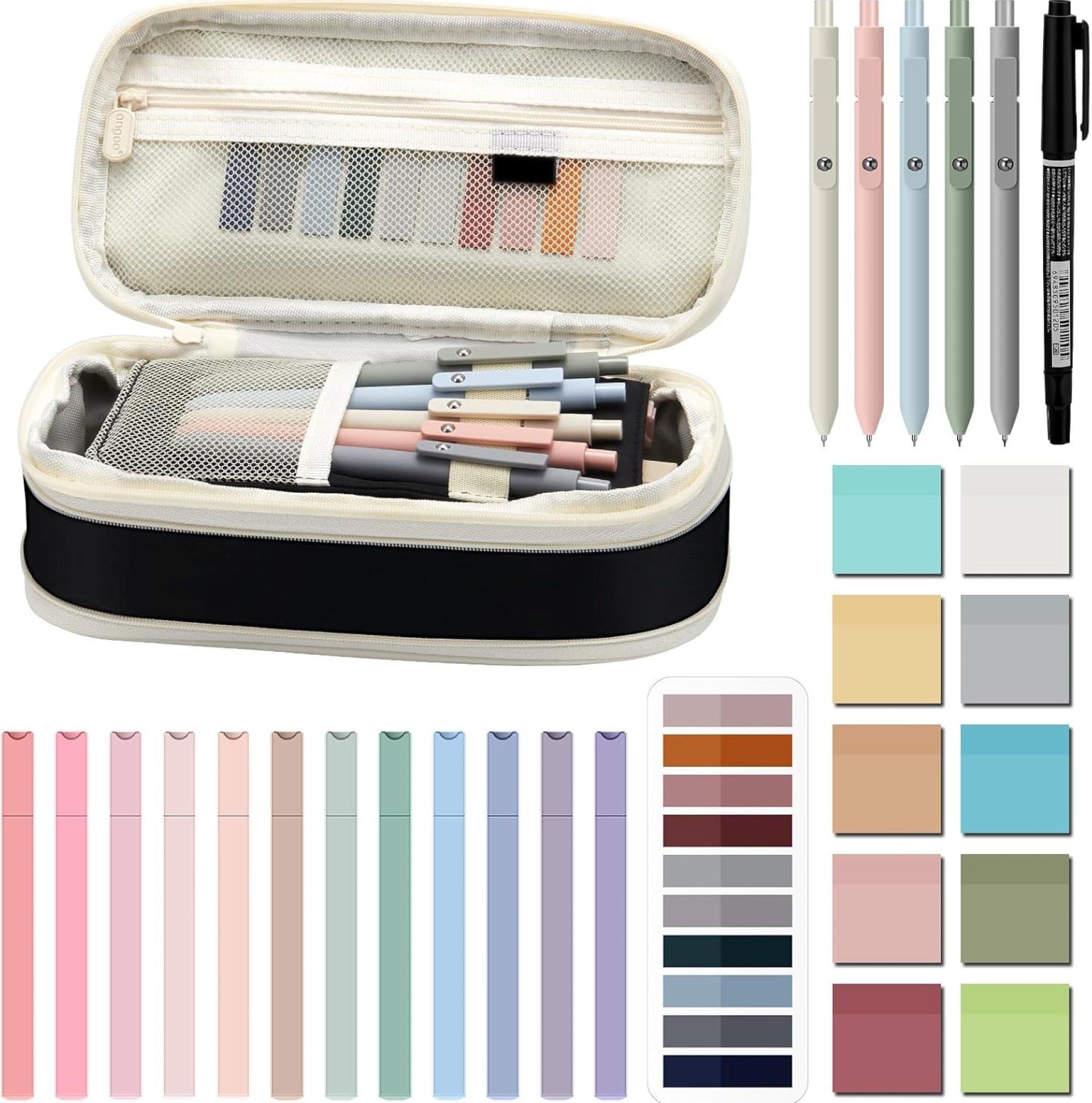 Jutom 39 Pcs Aesthetic Book Annotation Kit Highlighter with Pencil Case Bag Gel Pen 700 Sheets Transparent Sticky Note Index Tab Bible College School Supplies(Black,Cute Style) Jutom 39 Pcs Aesthetic Book Annotation Kit Highlighter with Pencil Case Bag Gel Pen 700 Sheets Transparent Sticky Note Index Tab Bible College School Supplies(Black,Cute Style)