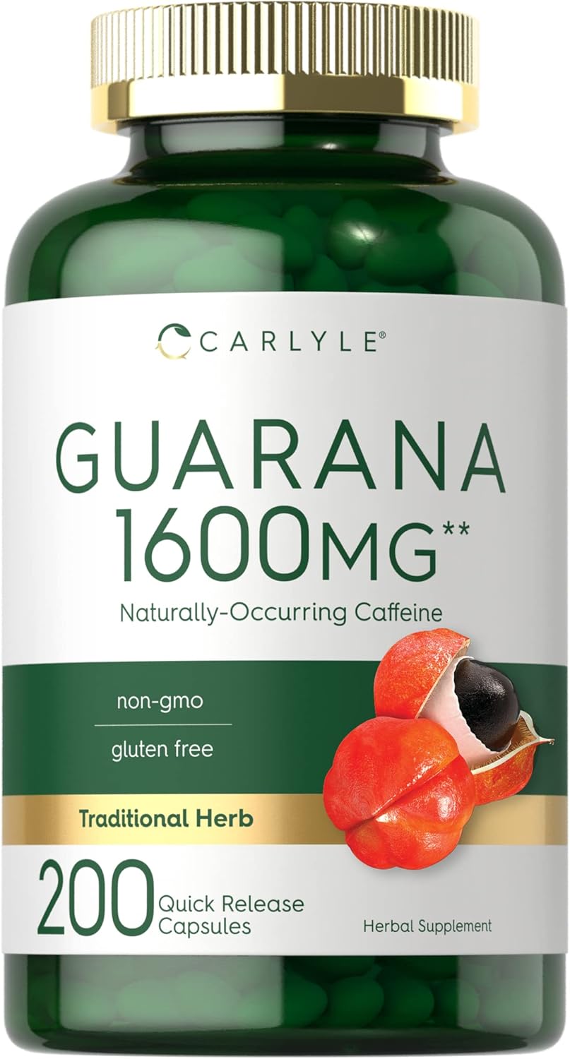 Carlyle Guarana Extract Capsules | 1600mg | 200 Count | Naturally Occurring Caffeine Supplement | Non-GMO, Gluten Free Carlyle Guarana Extract Capsules | 1600mg | 200 Count | Naturally Occurring Caffeine Supplement | Non-GMO, Gluten Free
