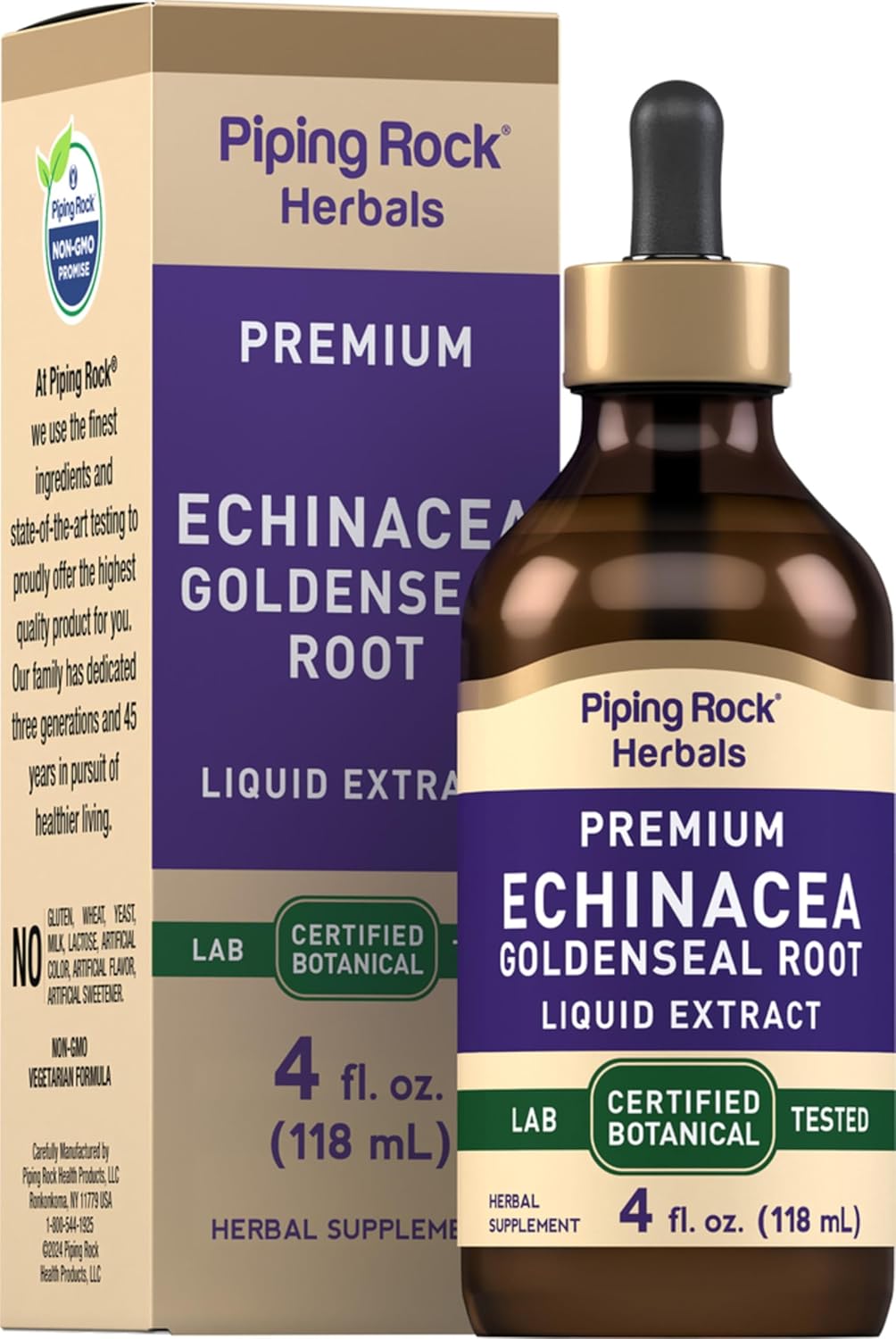 Piping Rock Echinacea Goldenseal Tincture | 4 Fl Oz Liquid Drops | Alcohol Free Herbal Extract | Vegetarian, Non-GMO, Gluten Free Supplement Piping Rock Echinacea Goldenseal Tincture | 4 Fl Oz Liquid Drops | Alcohol Free Herbal Extract | Vegetarian, Non-GMO, Gluten Free Supplement