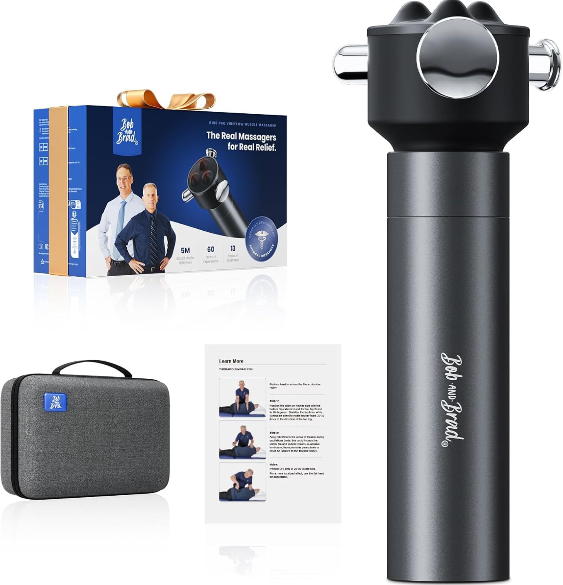 BOB AND BRAD VibeFlow Vibration Muscle Massager (Not Percussion), FSA Eligible/HSA Eligible, 116Hz Muscle Massage Gun Deep Tissue for Pain Relief, Portable Massage Gun for Full Body Trigger Point BOB AND BRAD VibeFlow Vibration Muscle Massager (Not Percussion), FSA Eligible/HSA Eligible, 116Hz Muscle Massage Gun Deep Tissue for Pain Relief, Portable Massage Gun for Full Body Trigger Point