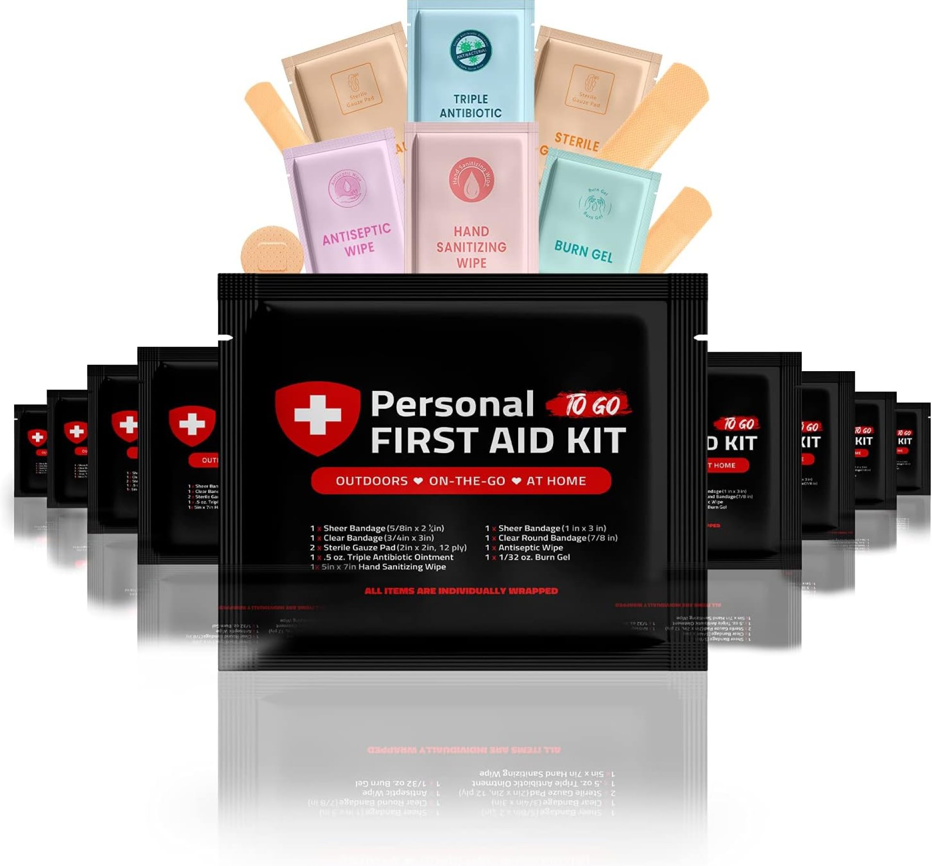 Portable Travel Size First Aid Kit – 10 Pack | Perfect for Home, Office, Car, School, Business, Travel, Hiking, Hunting, and Outdoors | Individually Wrapped First Aid Products (Black) Portable Travel Size First Aid Kit – 10 Pack | Perfect for Home, Office, Car, School, Business, Travel, Hiking, Hunting, and Outdoors | Individually Wrapped First Aid Products (Black)